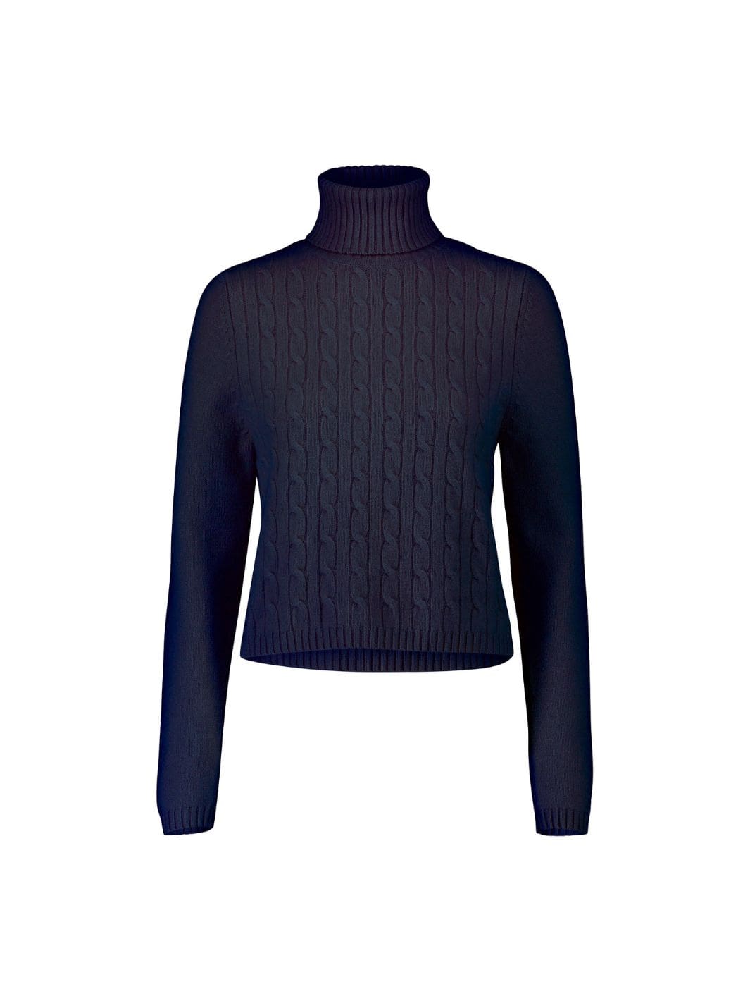 Allude Knit Genser | Turtleneck Cable Sweater Navy