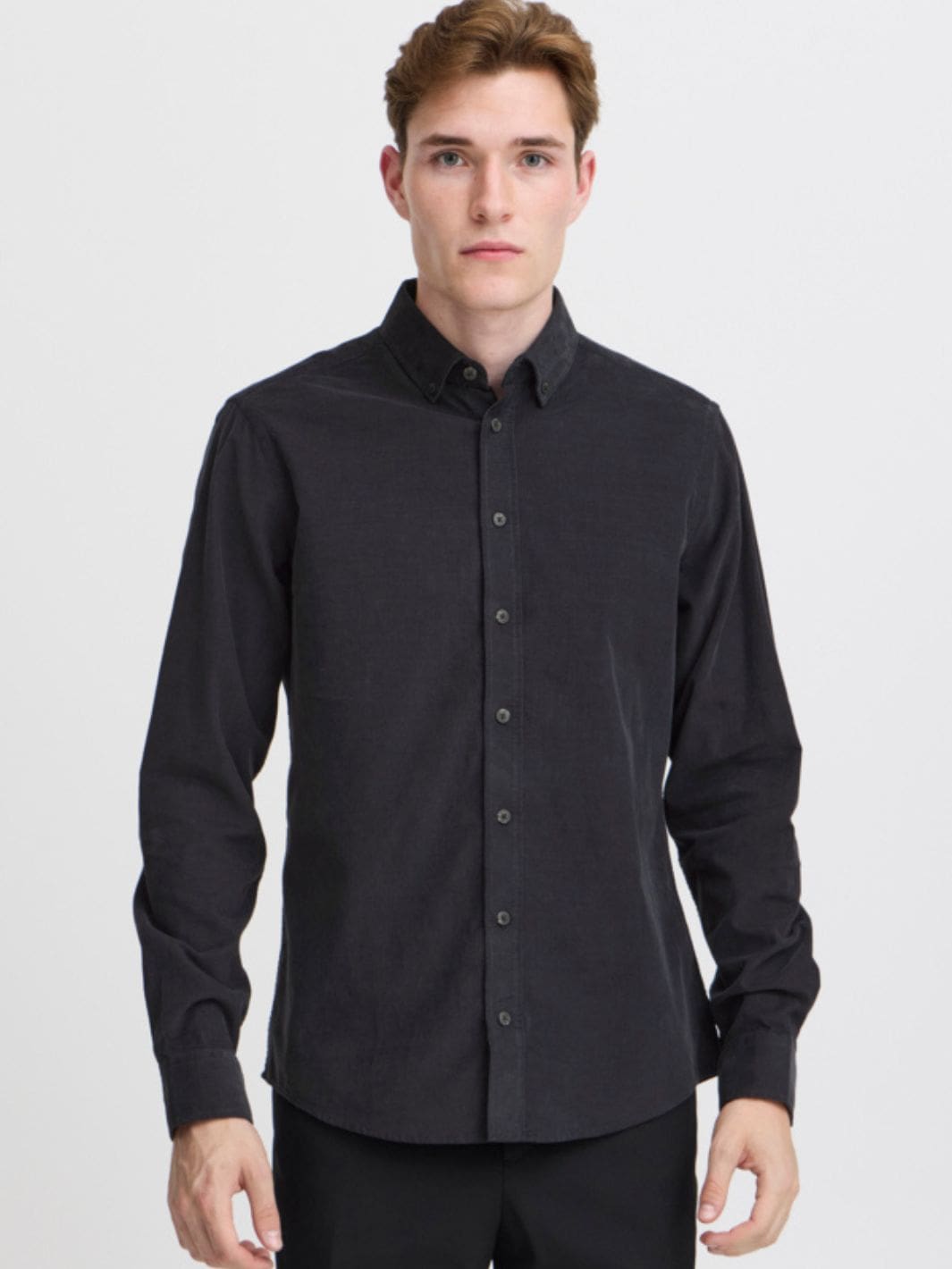 Casual Friday Shirts Skjorte | Anton LS BD Baby Cord Dark Grey