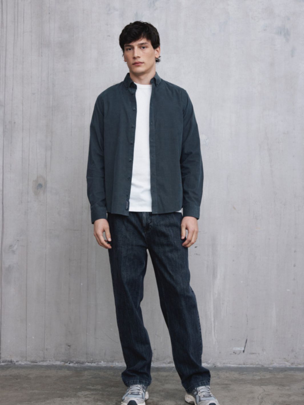 Casual Friday Shirts Skjorte | Anton LS BD Baby Cord Dark Grey