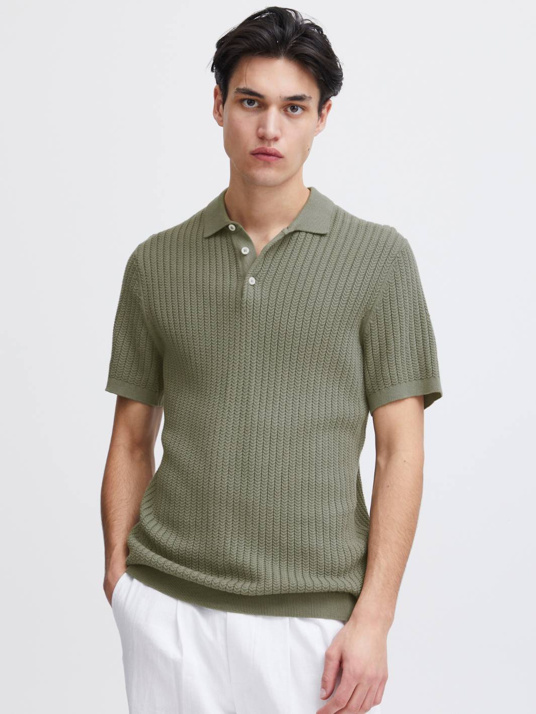 Casual Friday Tees & Longsleeves T-Shirt | Karl Structured Knit Polo Agave Green