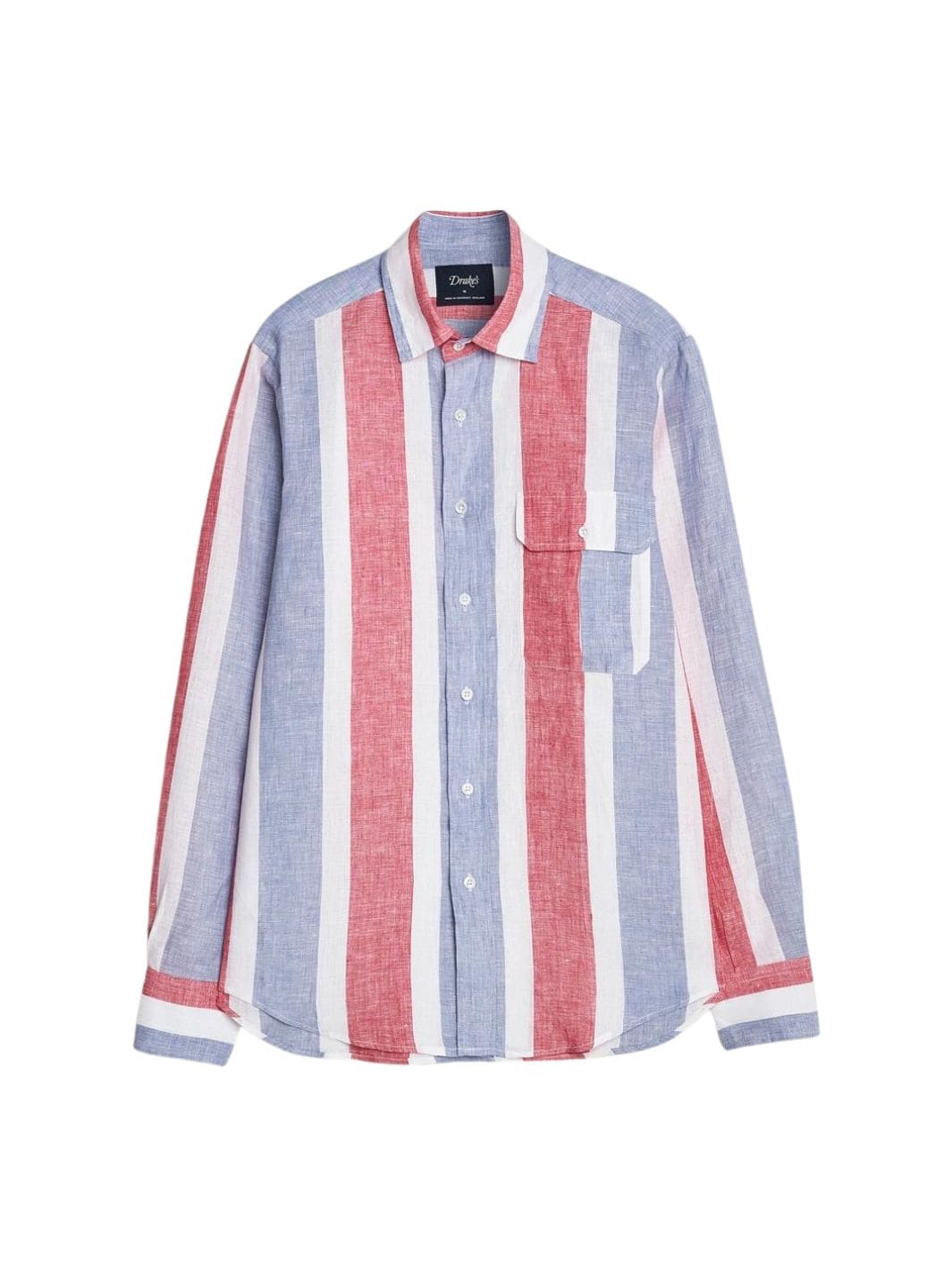 Drake's Shirts Skjorte | Linen Red Blue Stripe Shirt