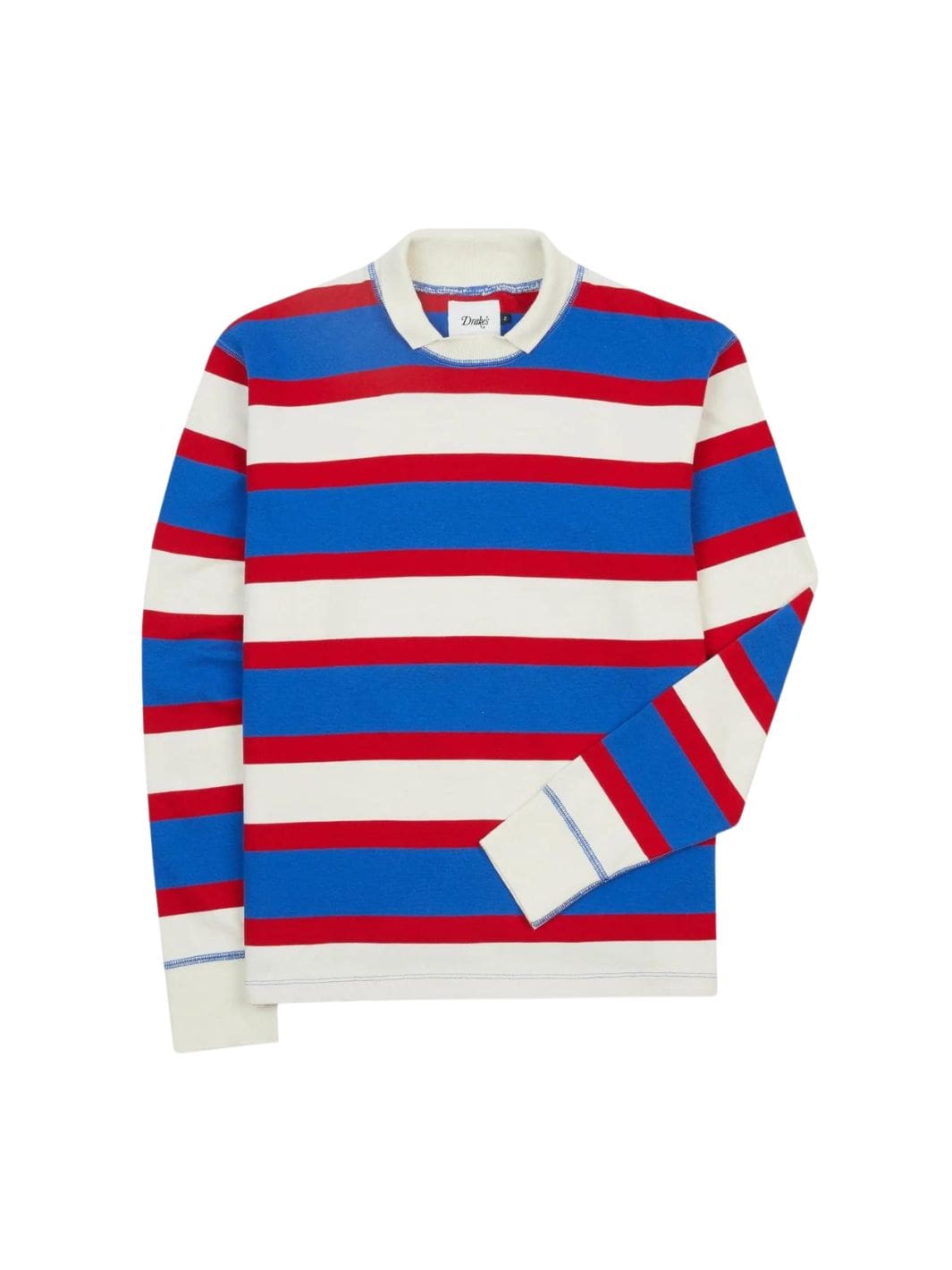 Drake's Sweaters Genser | Stripe Rugby Shirt Navy/White/Red