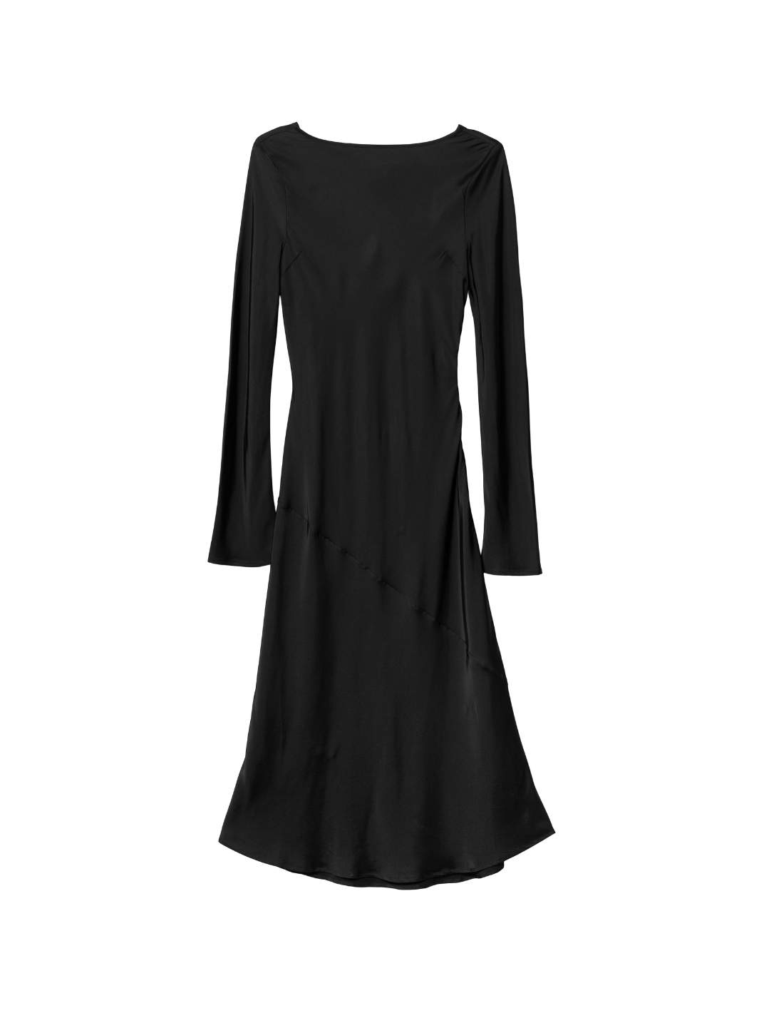 Fall Winter Spring Summer Dresses Kjole | Longsleeve Bias Cut Slip Dress Black Jet Black