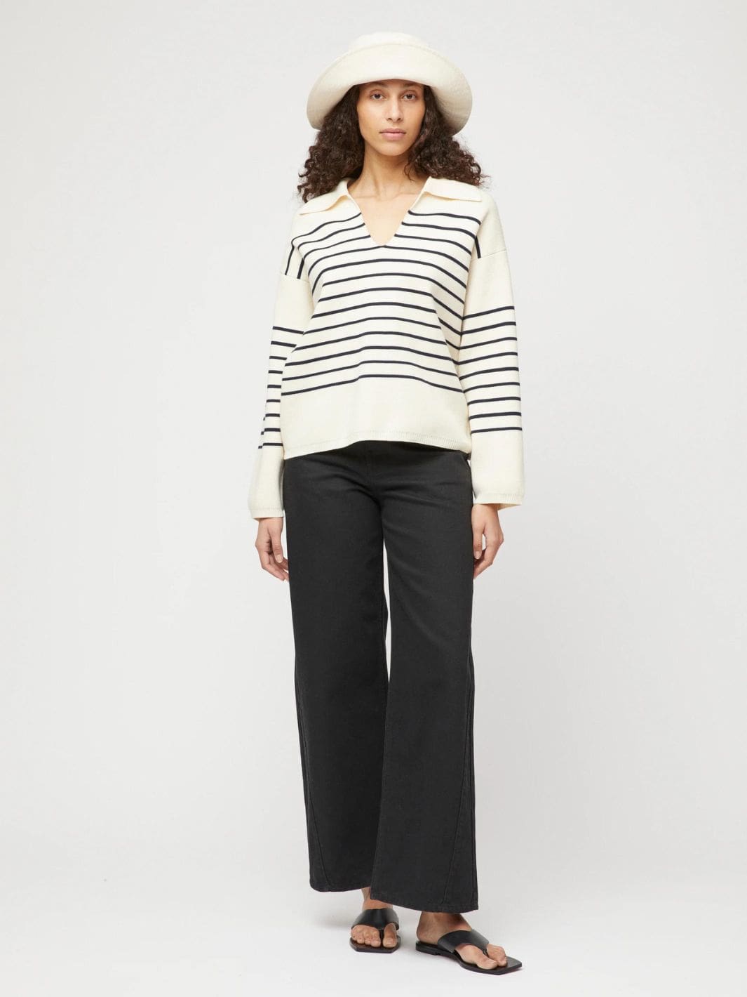 Fall Winter Spring Summer Sweaters Genser | Cotton Storm Vanilla Navy Stripe