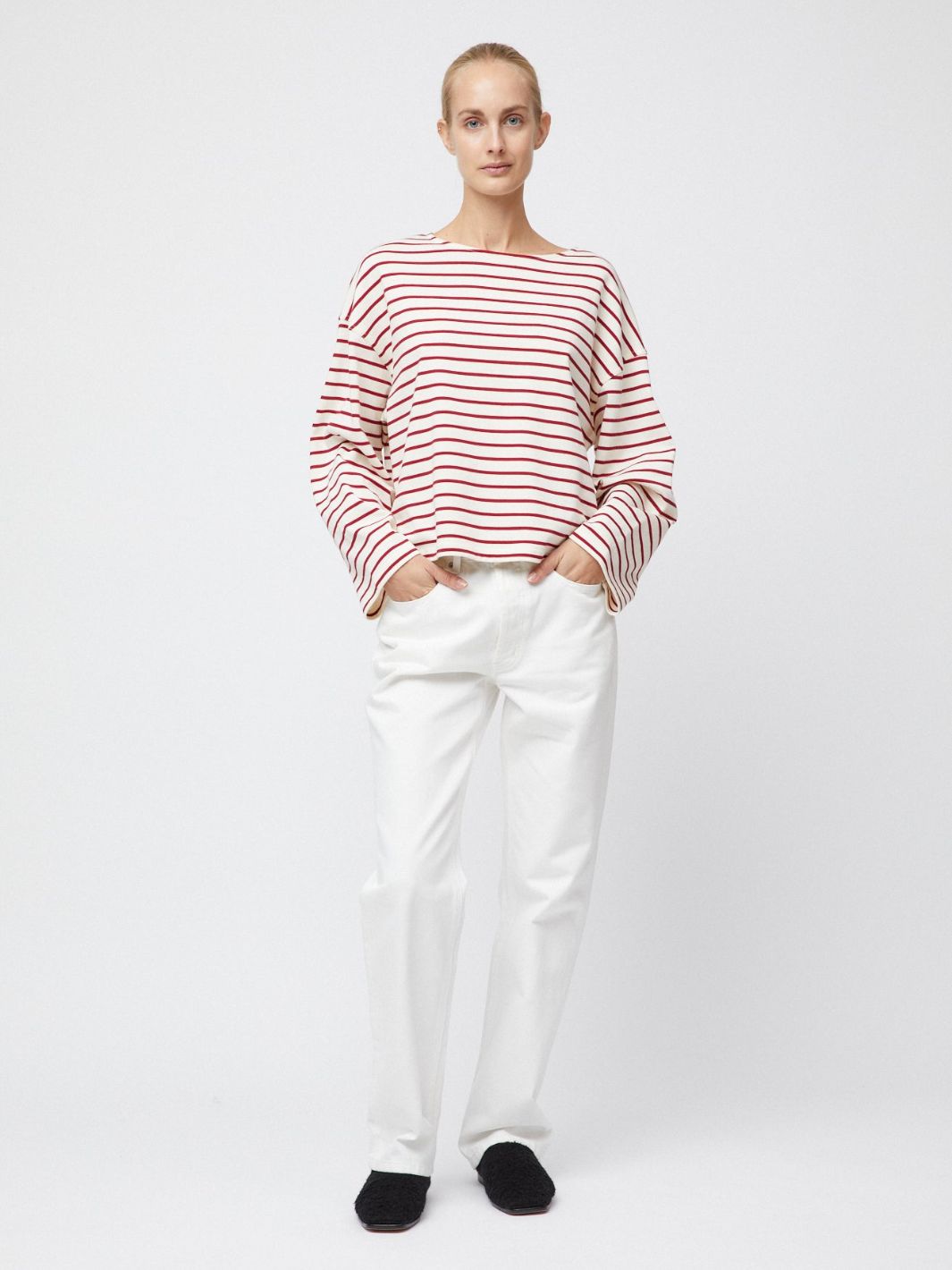 Fall Winter Spring Summer Sweaters Longsleeve | Breton Boatneck Cream Winetasting Stripe