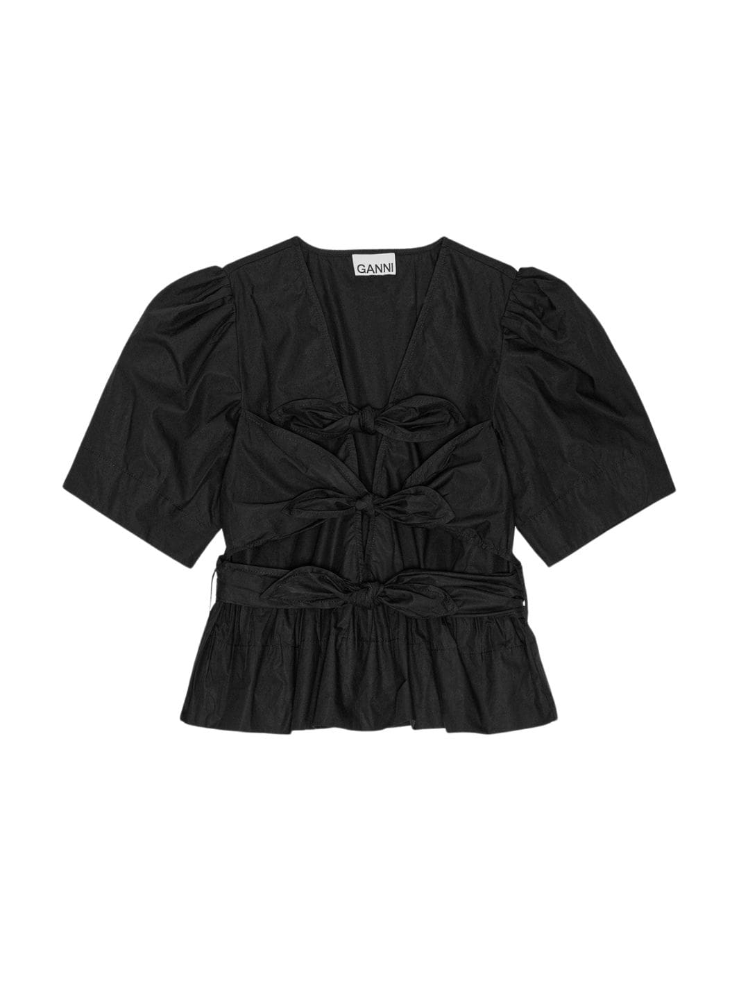 Ganni Blouses Bluse | Washed Stretch Cotton Tie Strap Blouse