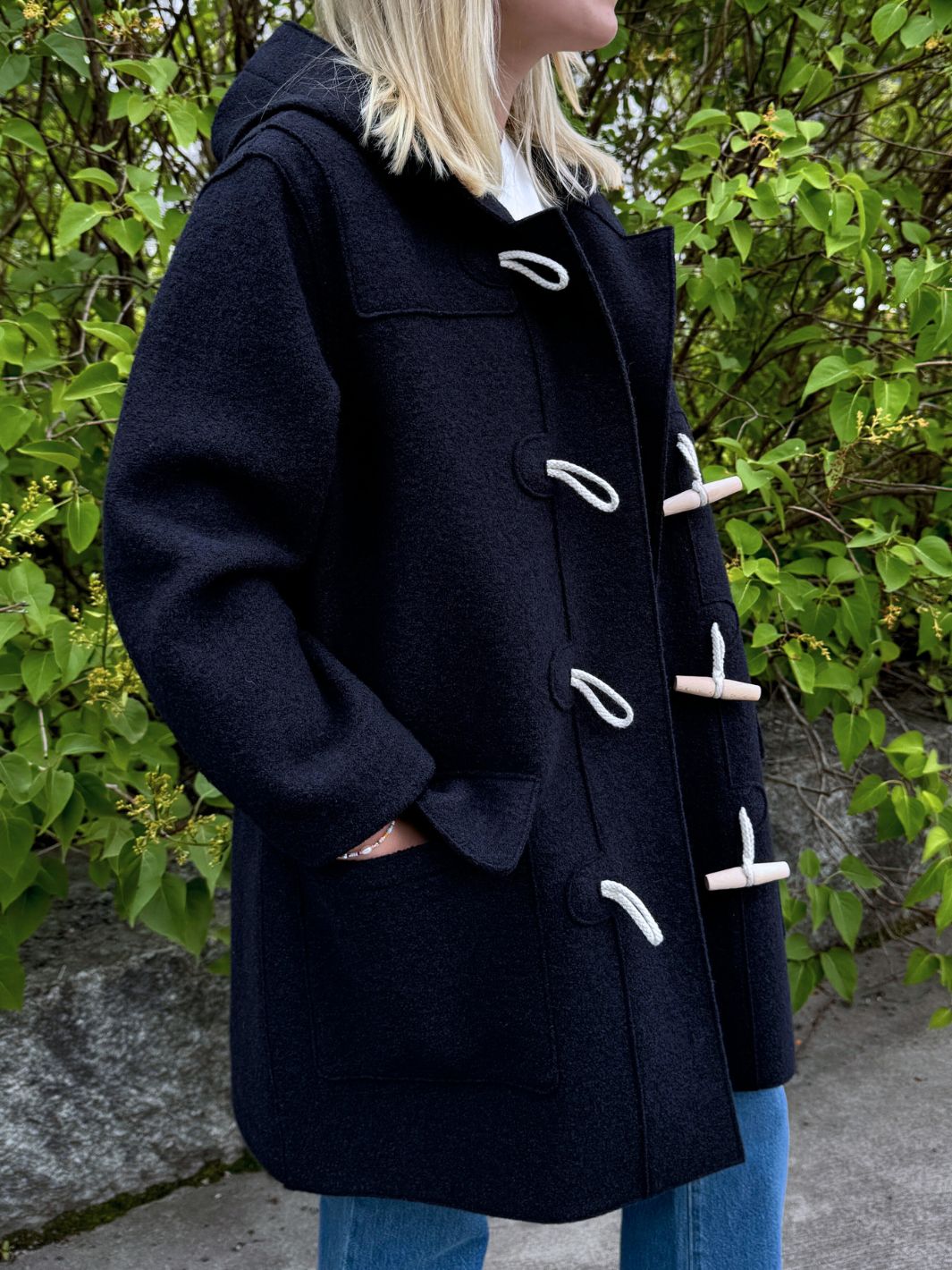 Harris Wharf London Outerwear Kåpe | Duffle Coat Boiled Wool Navy Blue