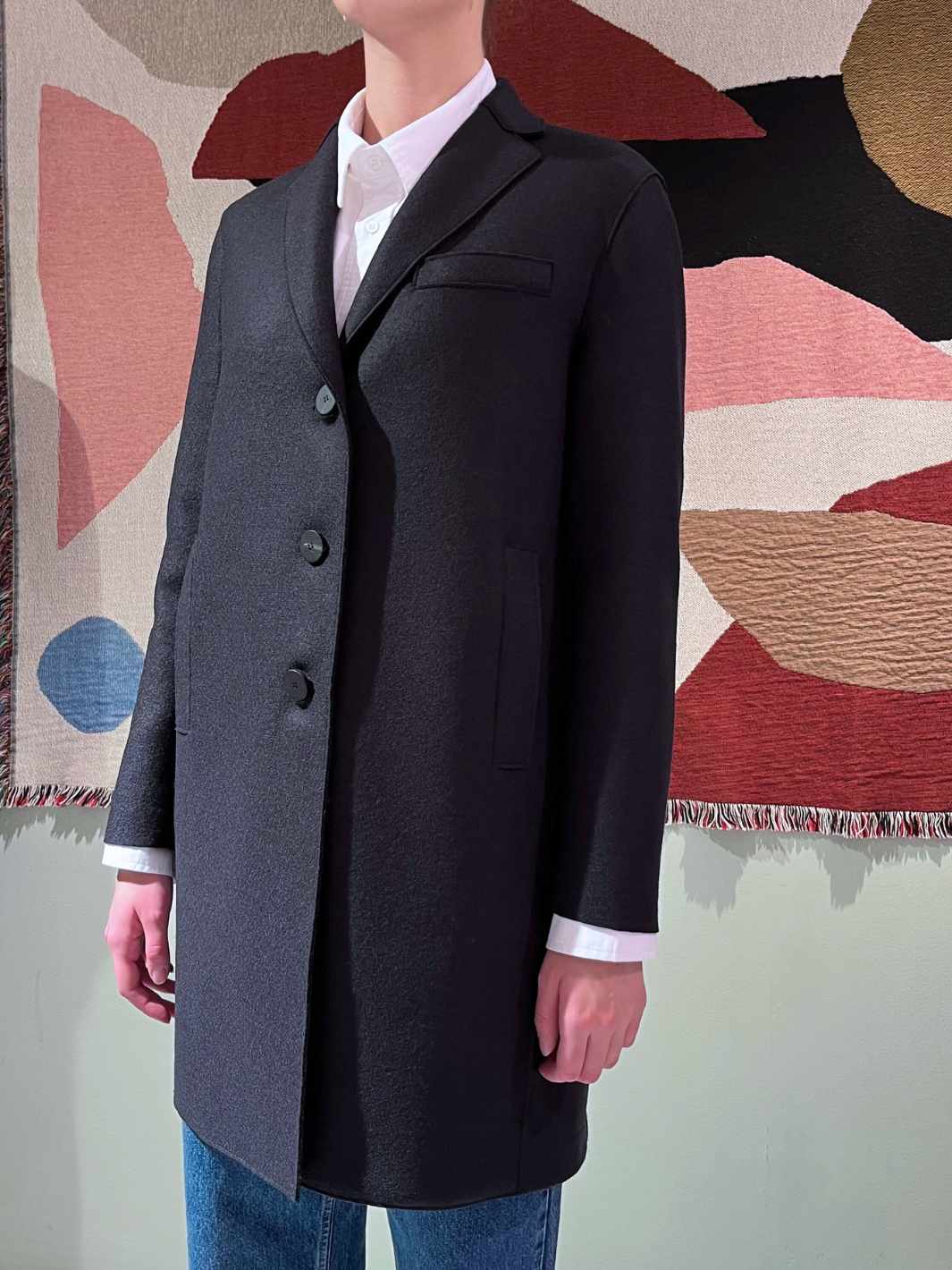 Harris Wharf London Outerwear Kåpe | Topcoat Pressed Wool Navy Blue