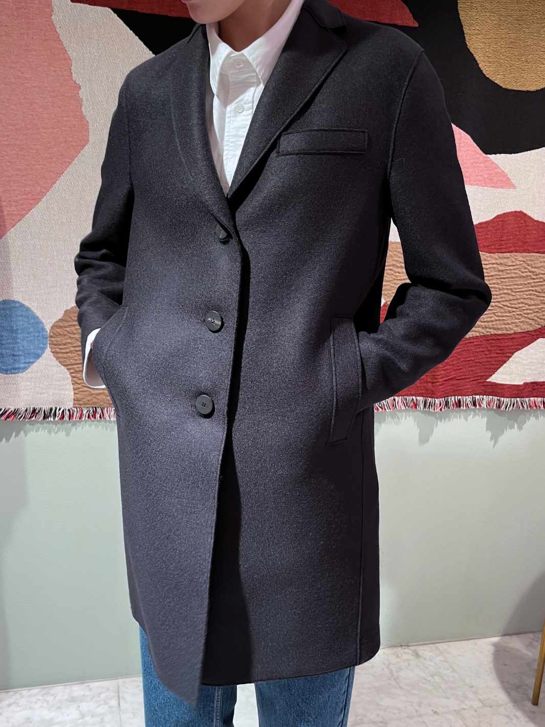 Harris Wharf London Outerwear Kåpe | Topcoat Pressed Wool Navy Blue