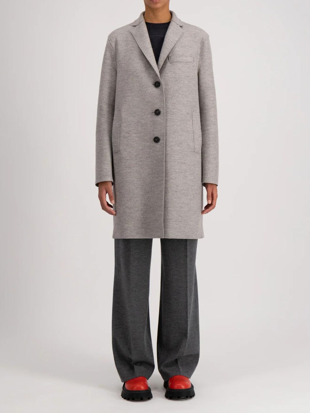 Harris Wharf London Outerwear Kåpe | Topcoat Pressed Wool Stone Melange
