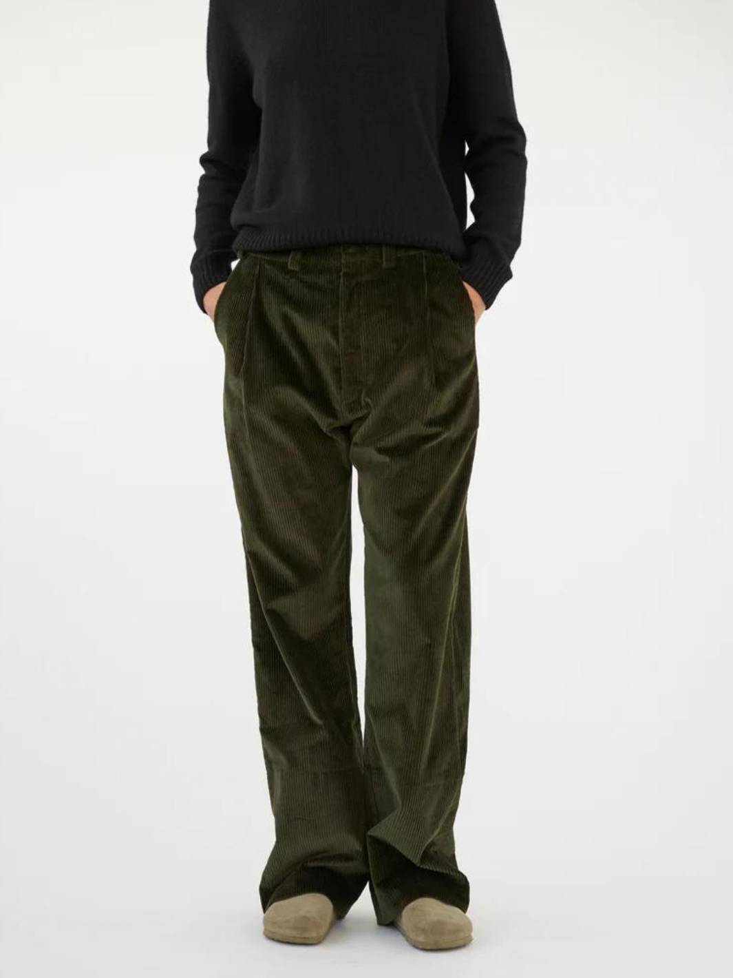 AF Agger Bukser 3 / Grønn Bukse | Corduroy Box Trousers