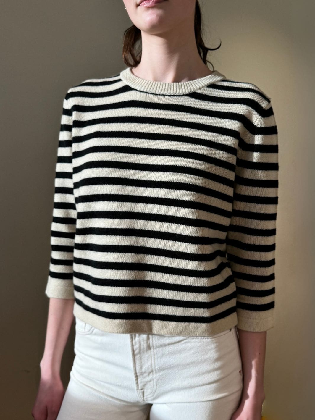 Allude Knit Genser | 3/4 RD-Sweater Black/Sand Stripes