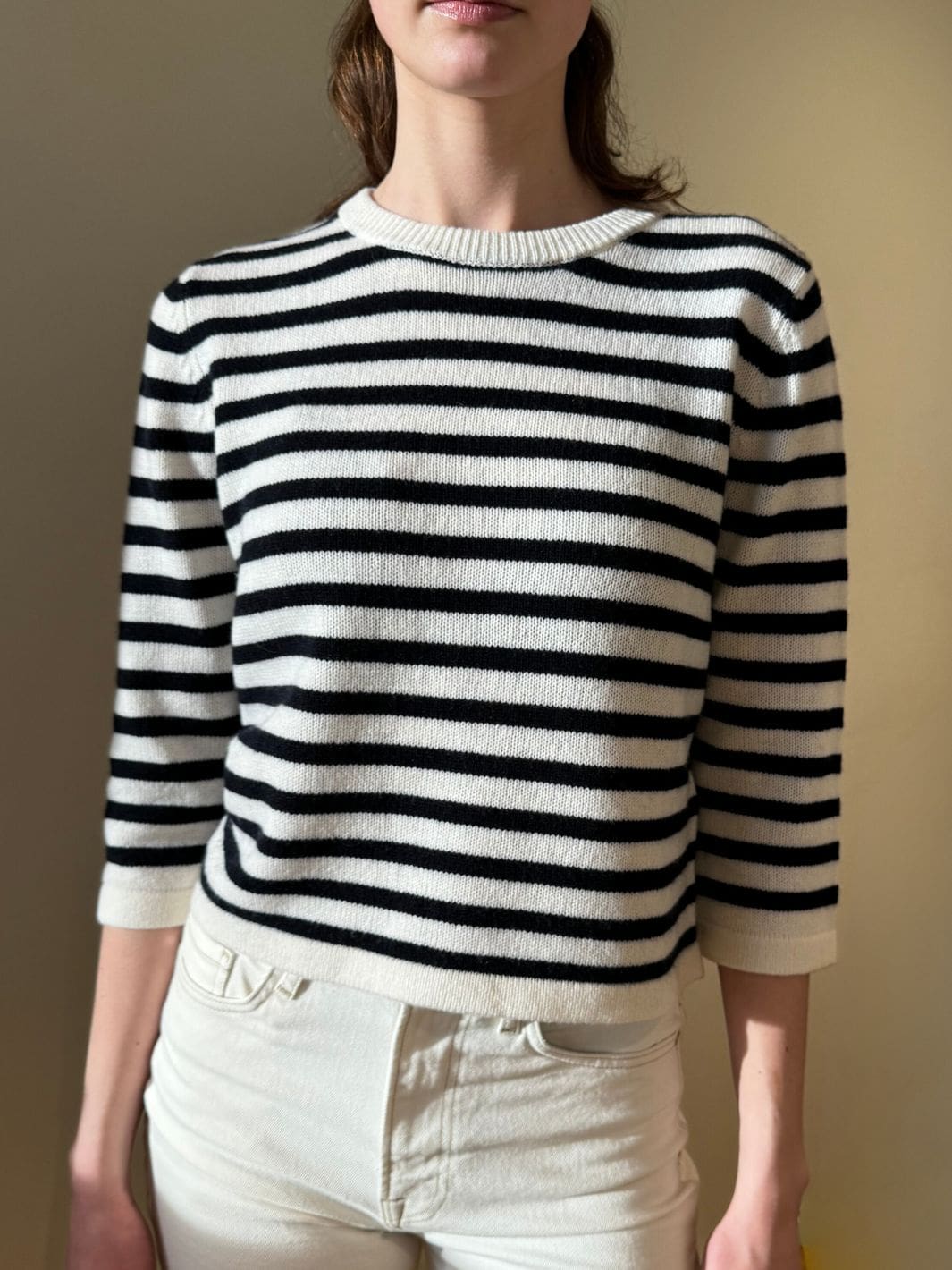 Allude Knit Genser | 3/4 RD-Sweater Navy/Cream Stripes