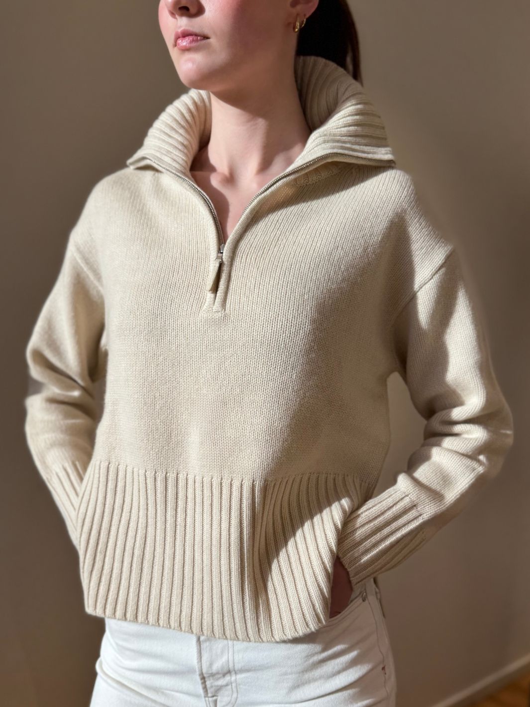 Allude Knit Genser | Troyer-Sweater Sand