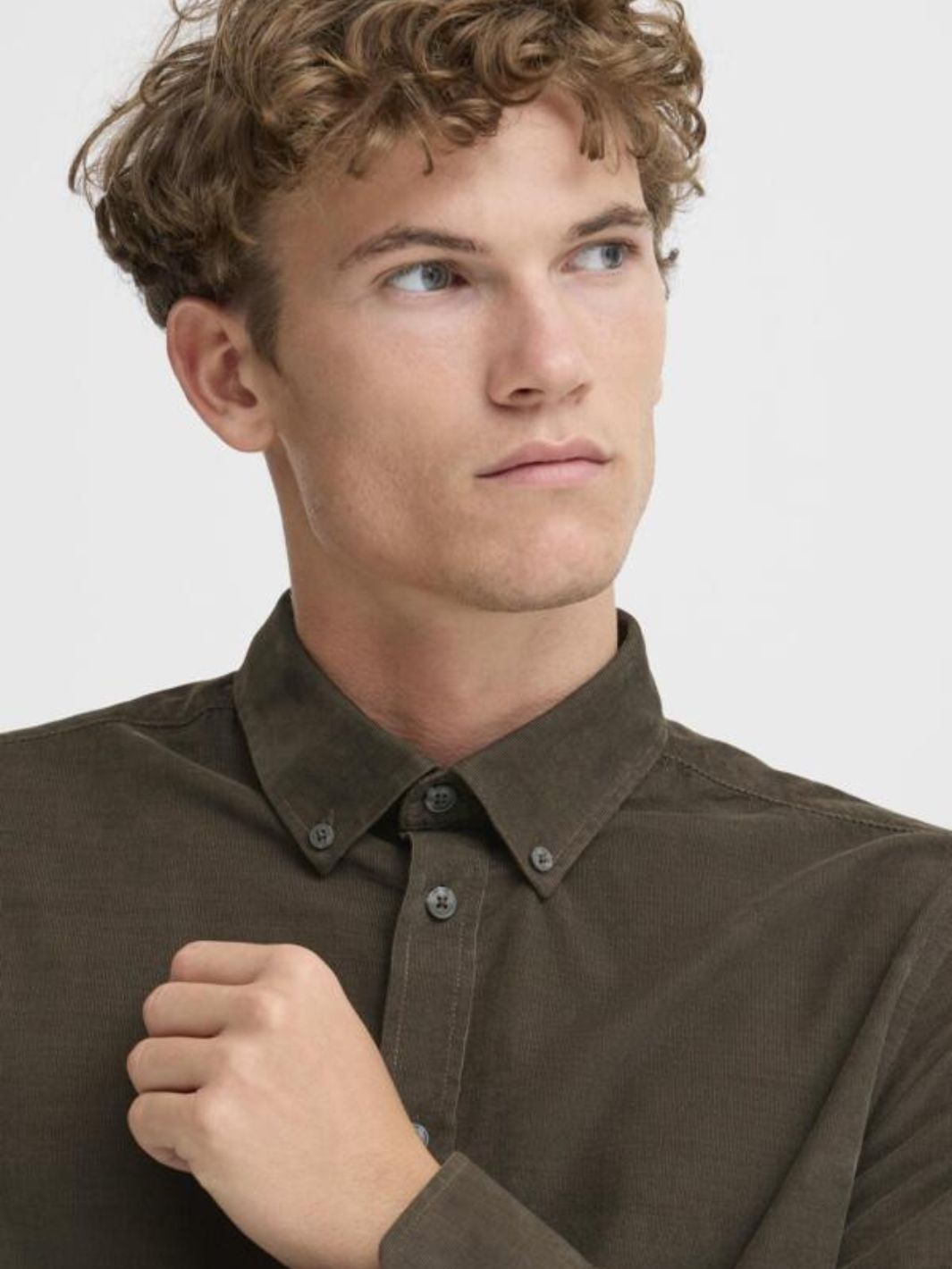 Casual Friday Shirts Skjorte | Anton LS BD Baby Cord Green Ink