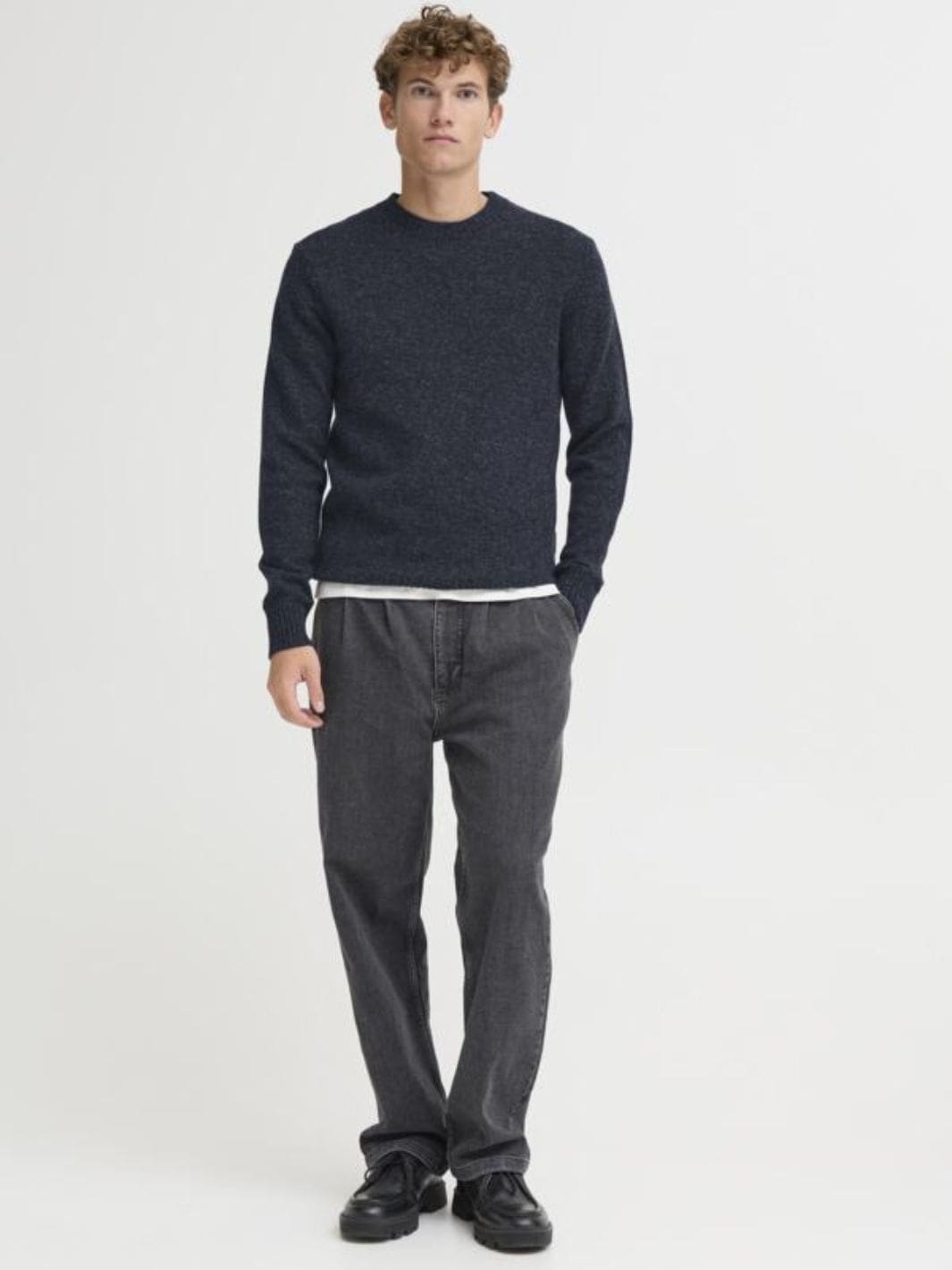 Casual Friday Sweaters Genser | Ante Mélange Knit Dark Navy
