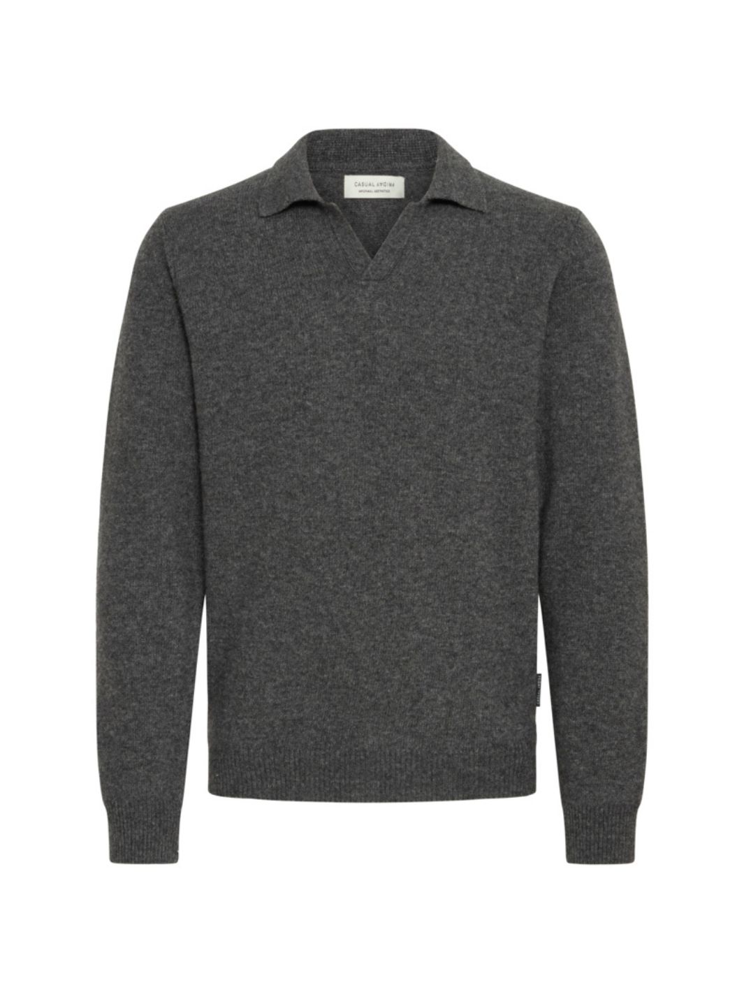 Casual Friday Sweaters Genser | Karl Lambswool Knit Polo Dark Grey