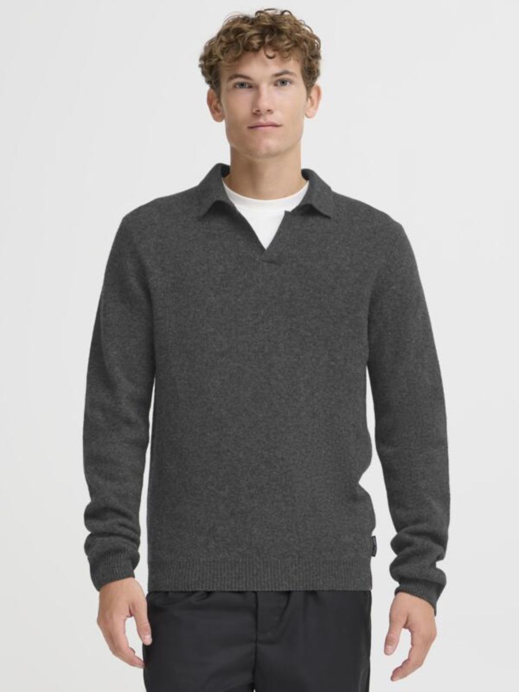 Casual Friday Sweaters Genser | Karl Lambswool Knit Polo Dark Grey