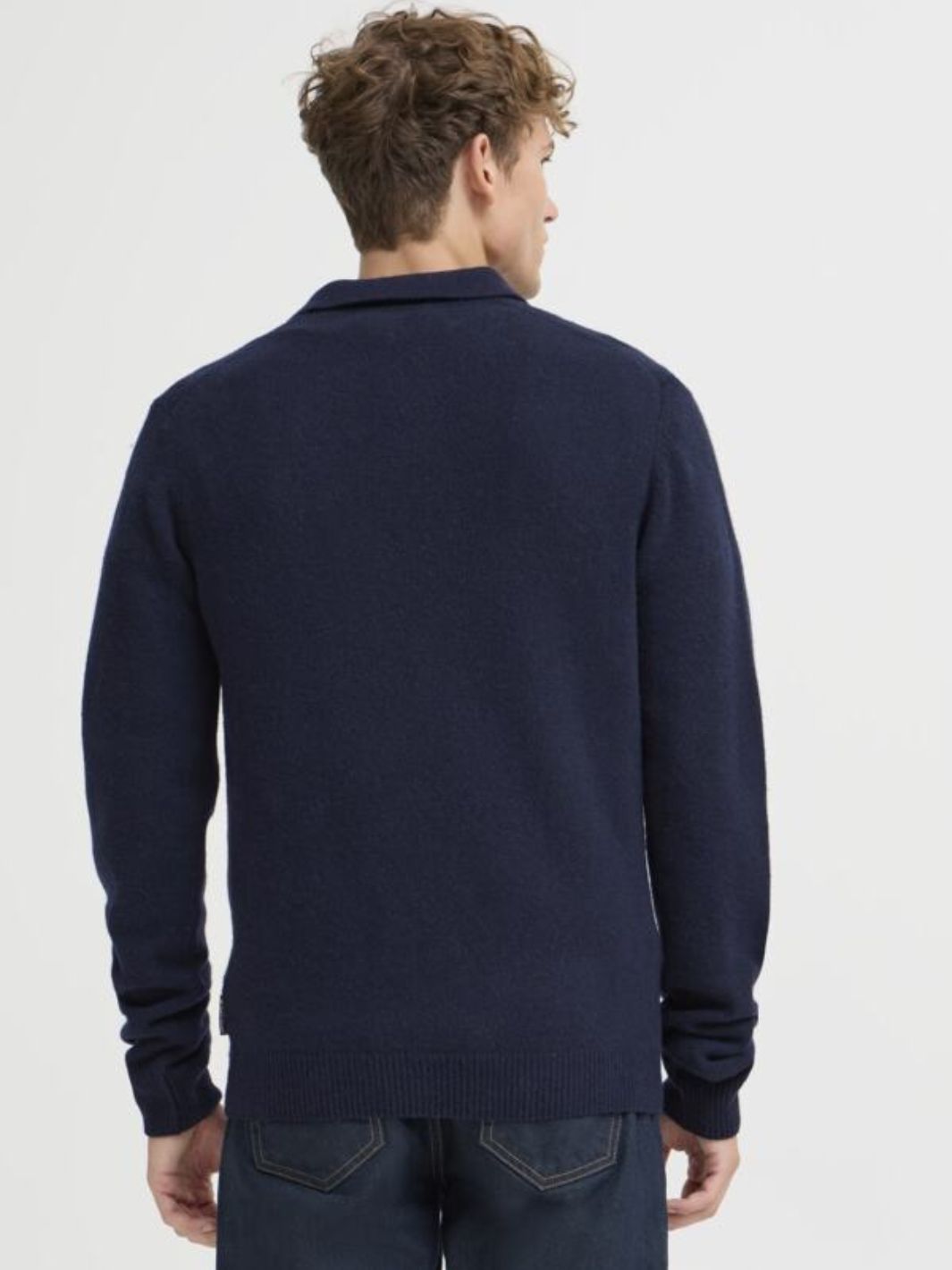 Casual Friday Sweaters Genser | Karl Lambswool Knit Polo Navy