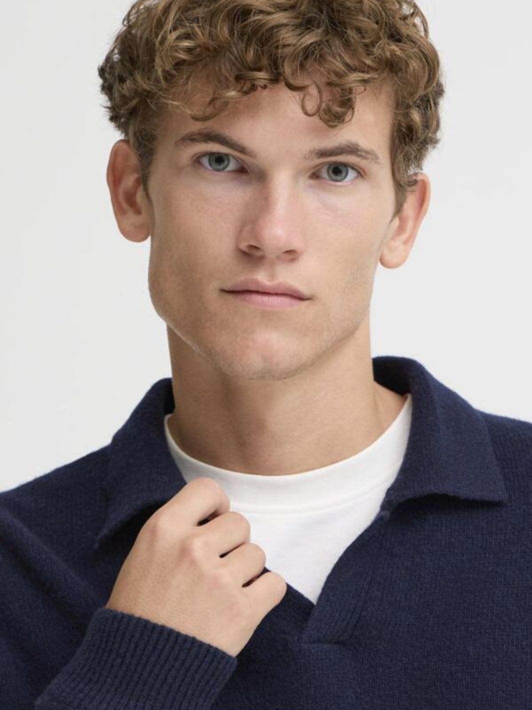Casual Friday Sweaters Genser | Karl Lambswool Knit Polo Navy