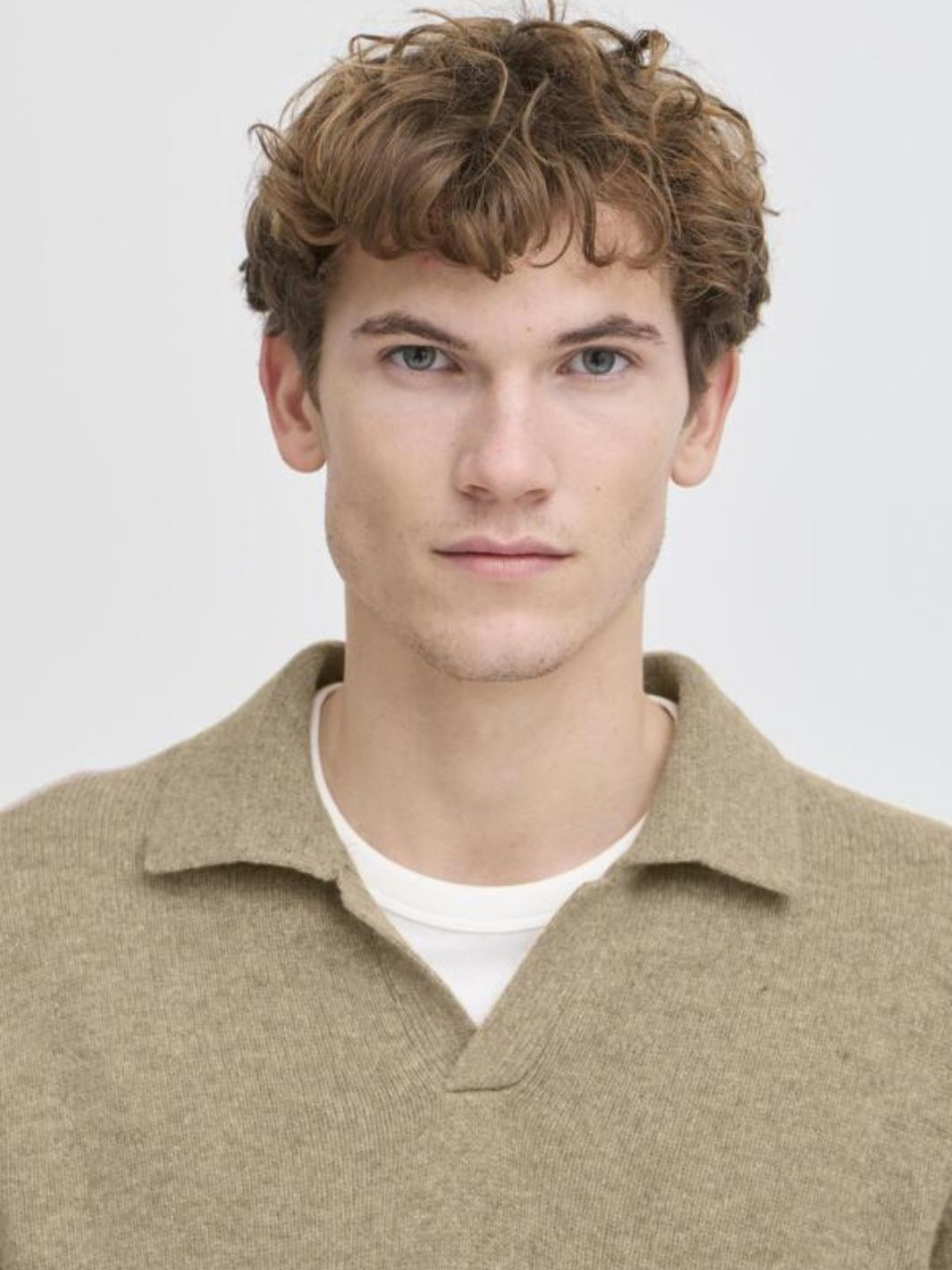 Casual Friday Sweaters Genser | Karl Lambswool Knit Polo Silver Mink Melange