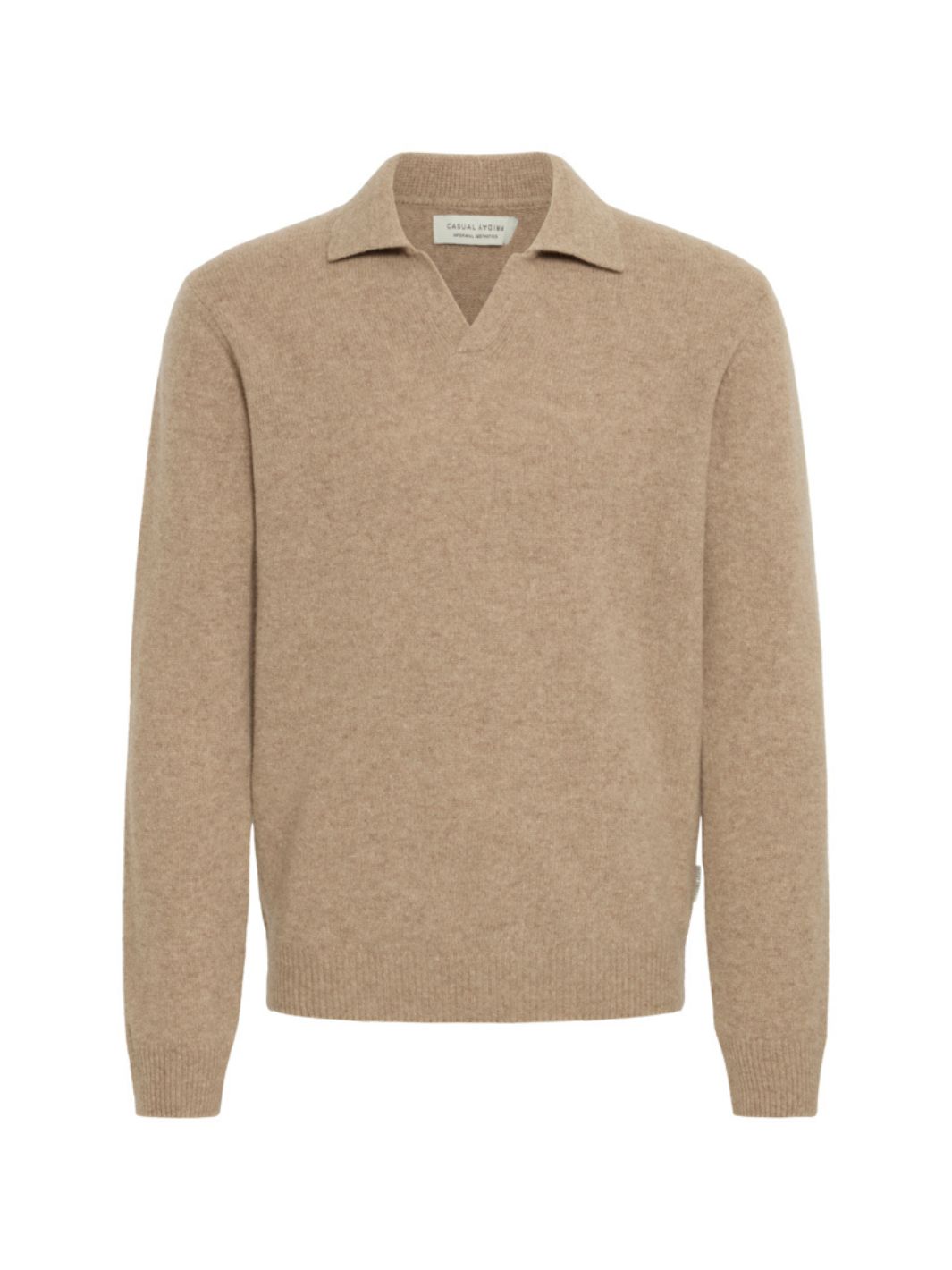 Casual Friday Sweaters Genser | Karl Lambswool Knit Polo Silver Mink Melange