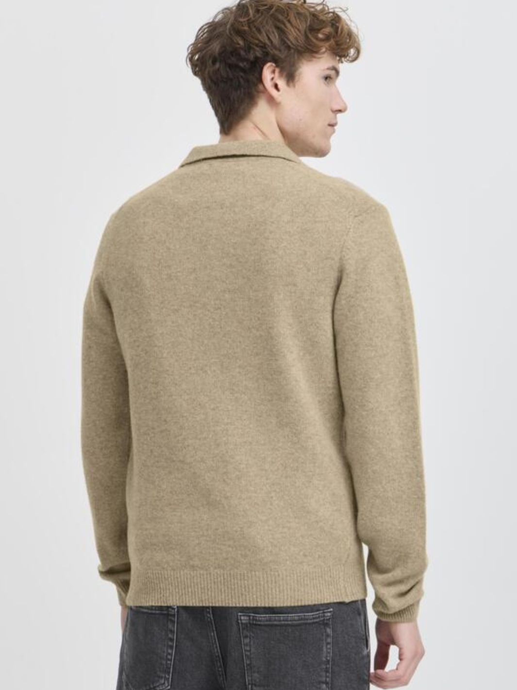 Casual Friday Sweaters Genser | Karl Lambswool Knit Polo Silver Mink Melange
