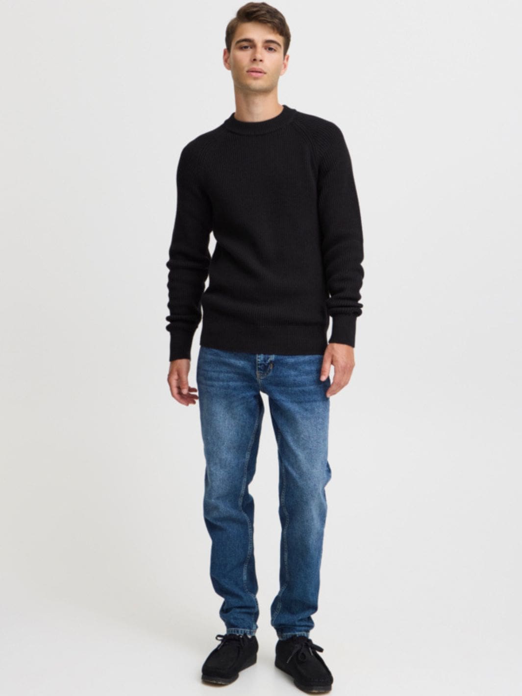 Casual Friday Sweaters Genser | Raglan Rib Crew Navy