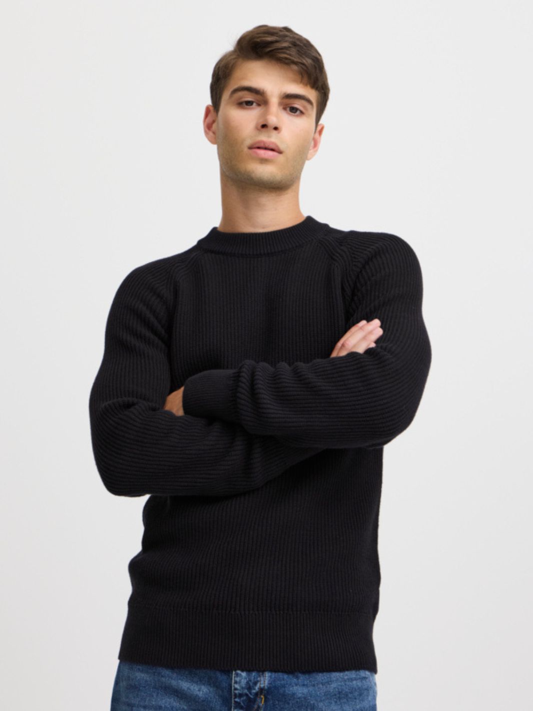 Casual Friday Sweaters Genser | Raglan Rib Crew Navy