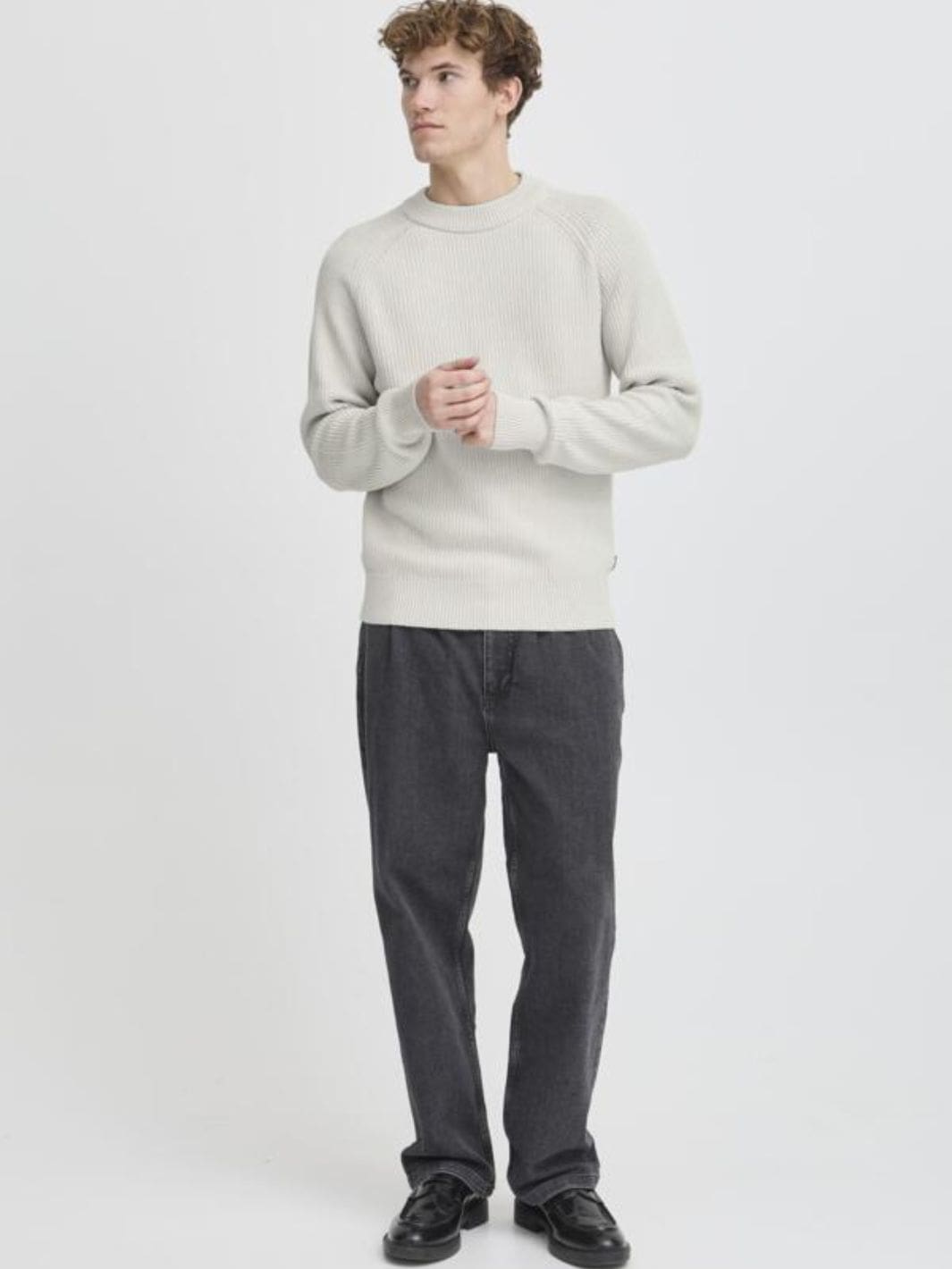 Casual Friday Sweaters Genser | Raglan Rib Crew Off-White