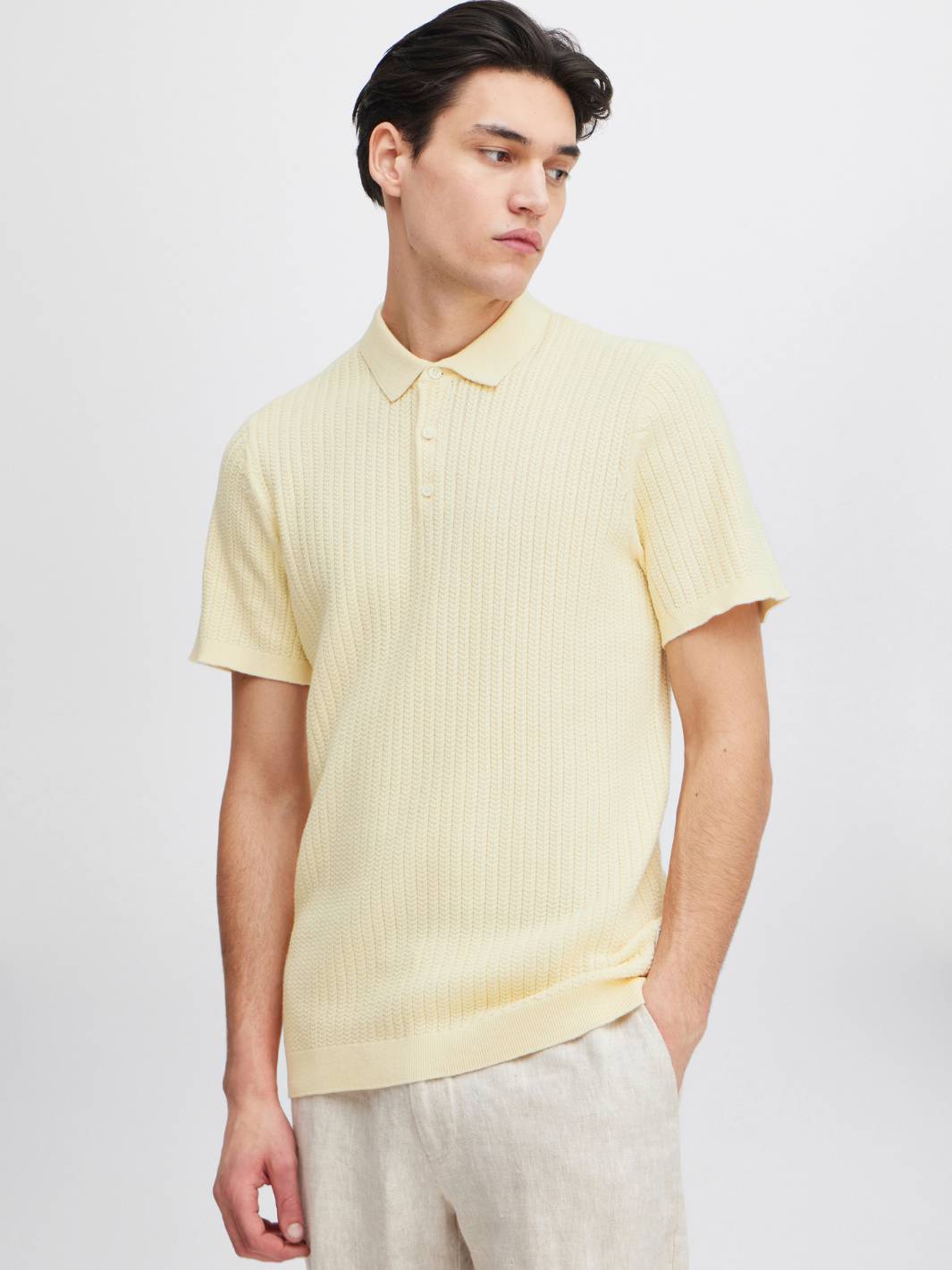 Casual Friday Tees & Longsleeves T-Shirt | Karl Structured Knit Polo Bleached Sand