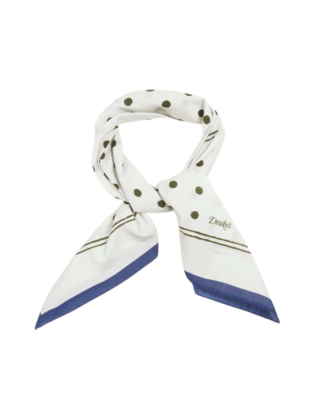 Drake's Accessories Skjerf | Polka Dot Bandana White/Olive