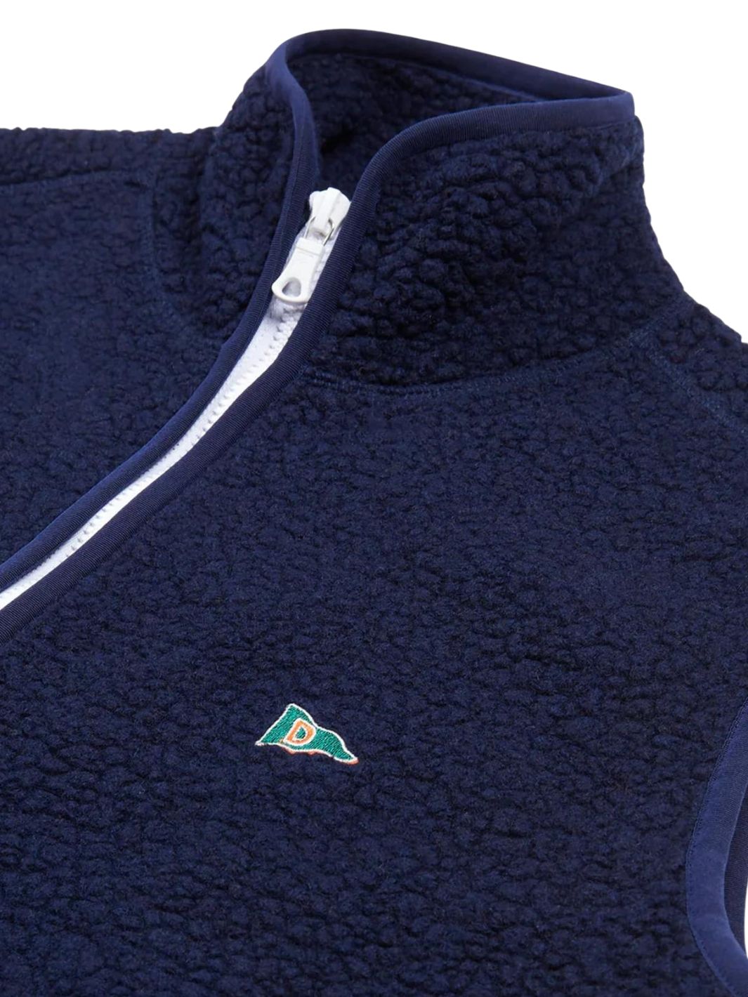 Drake's Outerwear Vest | Boucle Wool Zip Fleece Vest Navy