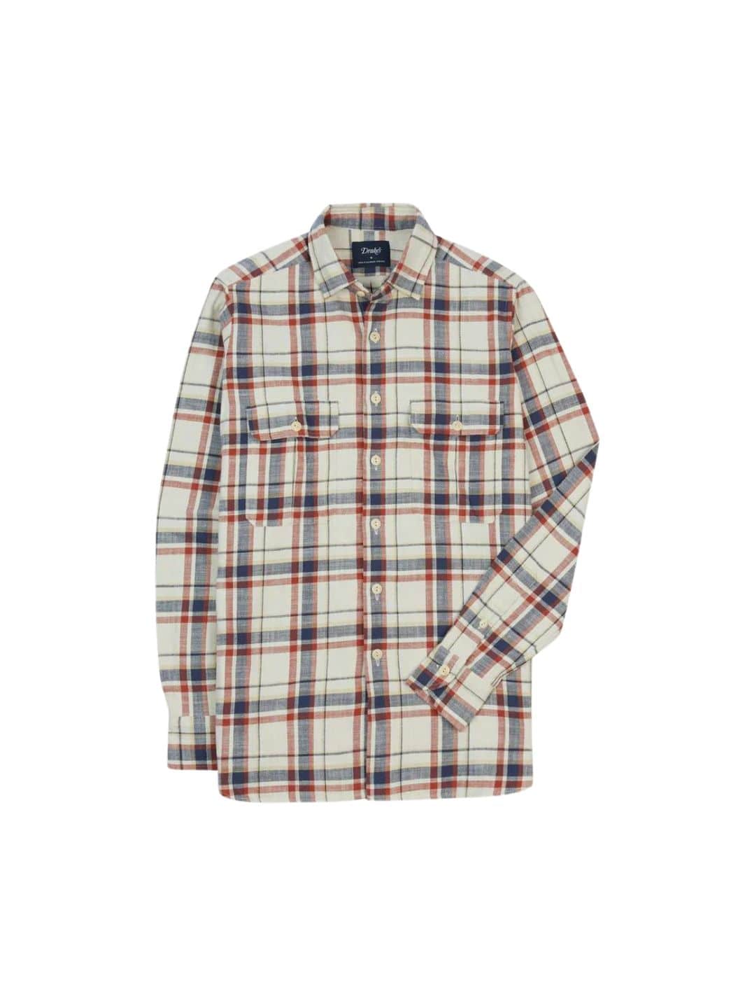 Drake's Shirts Skjorte | Checked Slub Work Shirt Navy Red