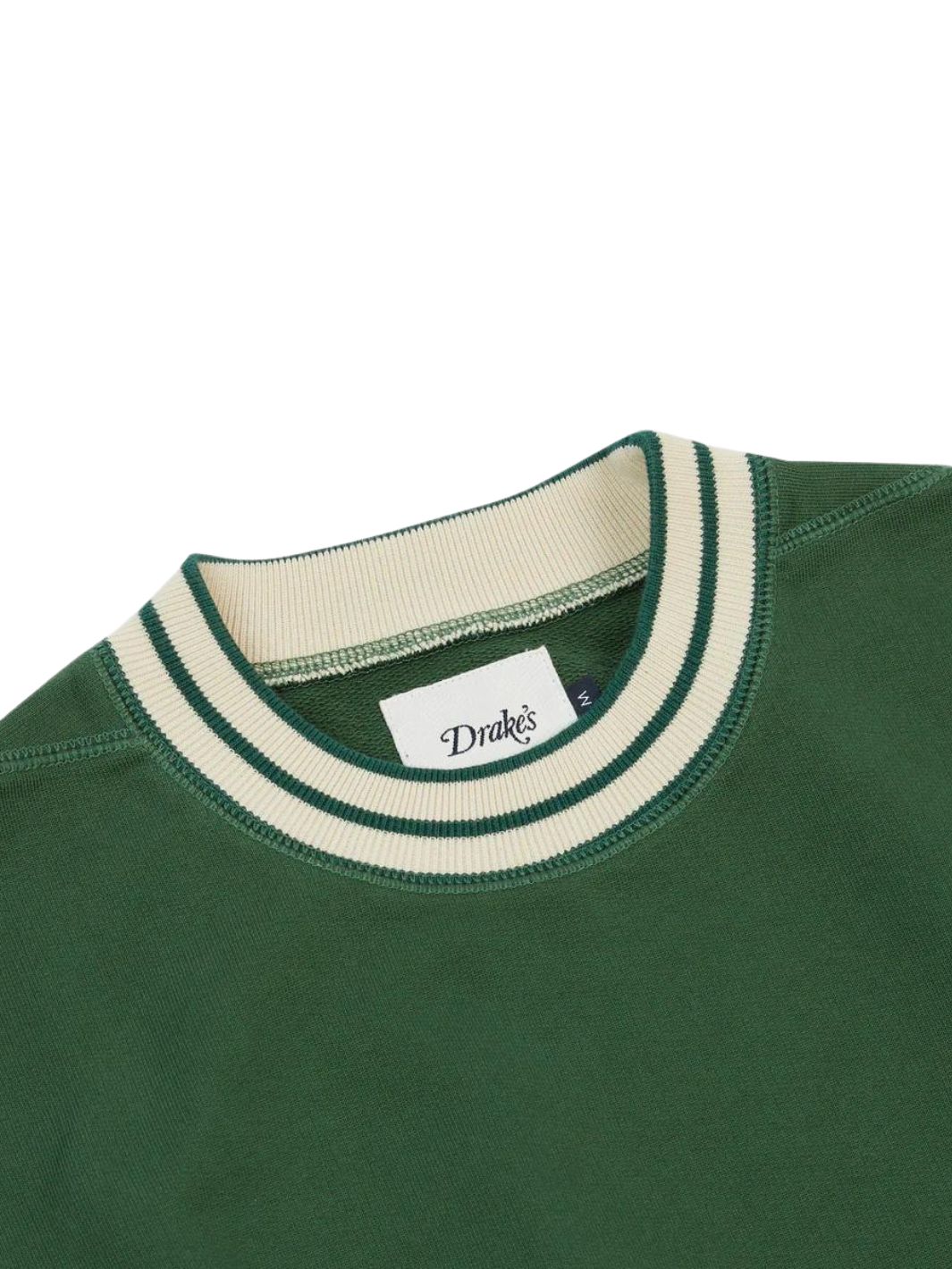 Drake's Sweaters Genser | Striped Rib LS Sweatshirt Green