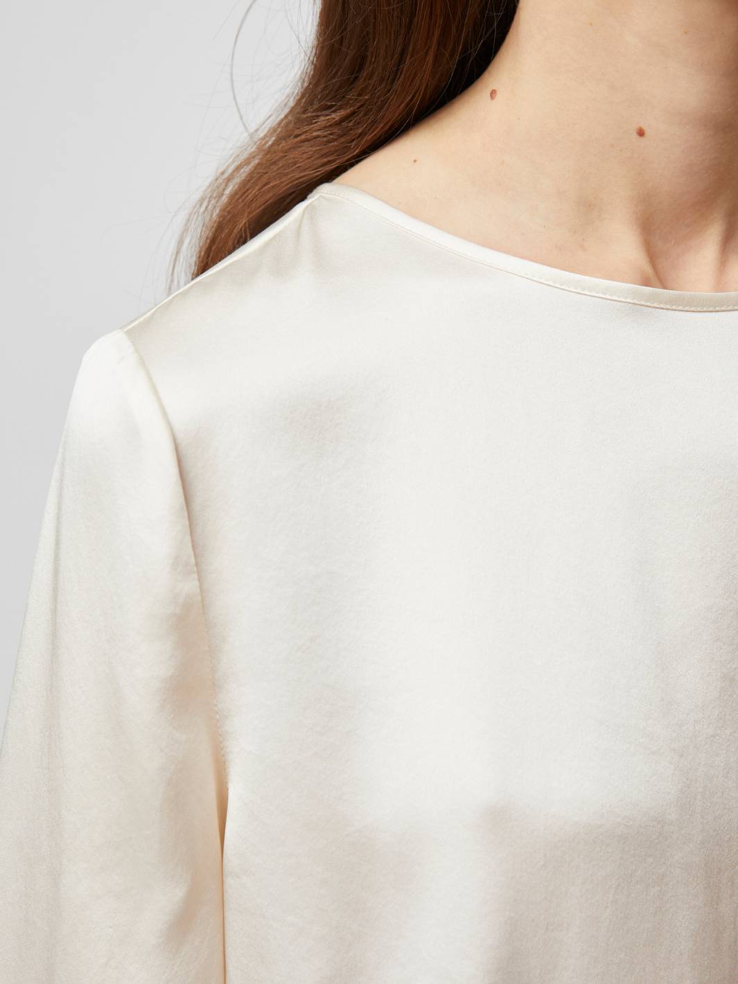 Fall Winter Spring Summer Blouses Bluse | Anouk Simple Longe Sleeve Silk Blouse Winter Cream