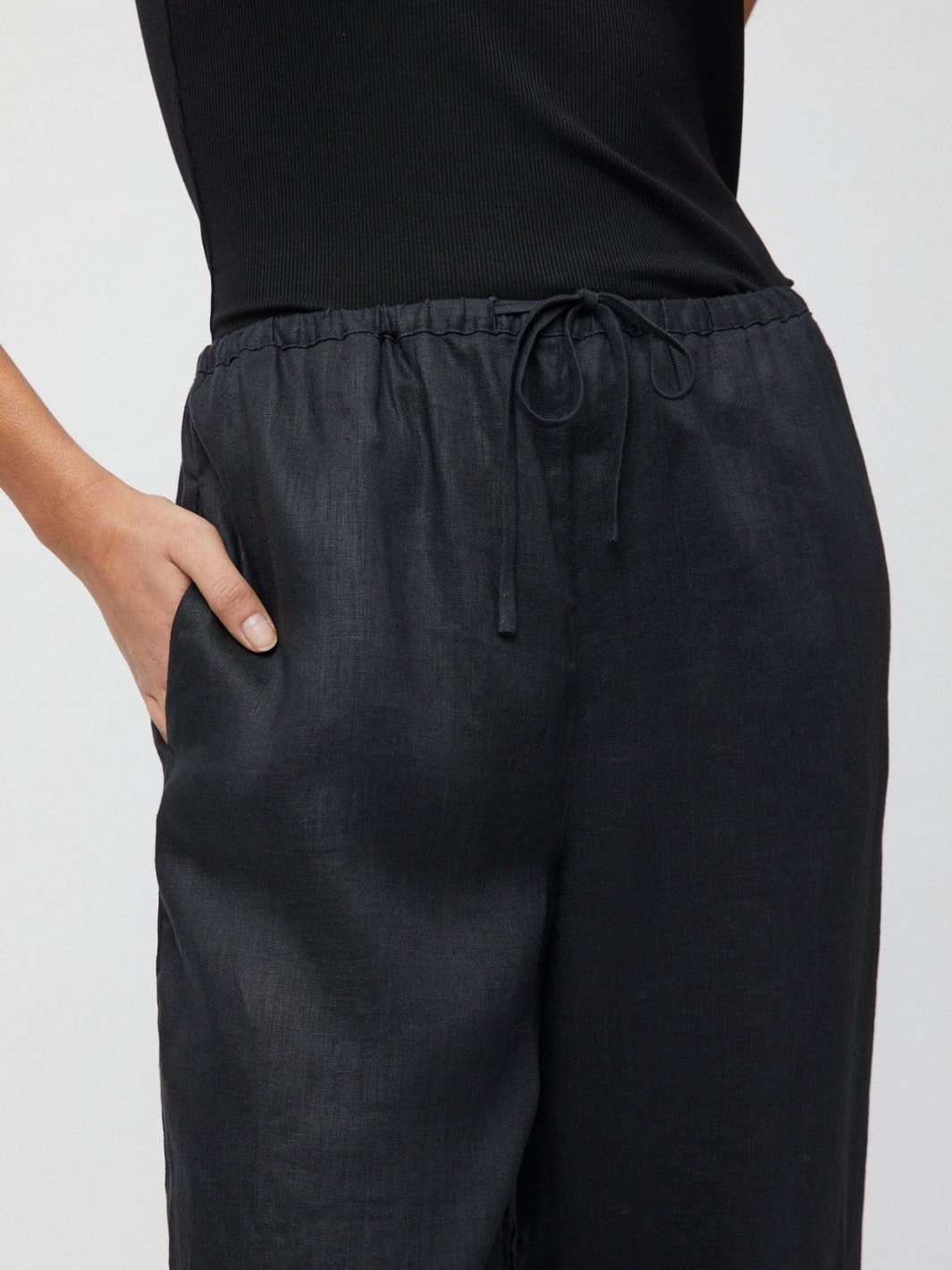 Fall Winter Spring Summer Bukser Bukse | Linen Siena Trousers Jet Black