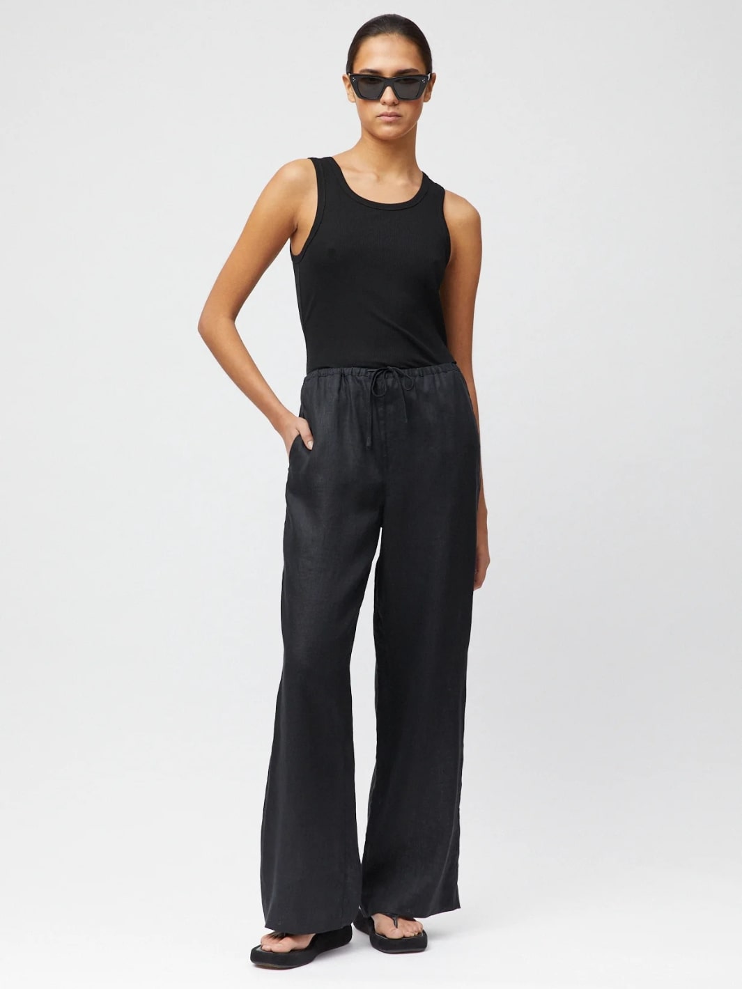 Fall Winter Spring Summer Bukser Bukse | Linen Siena Trousers Jet Black