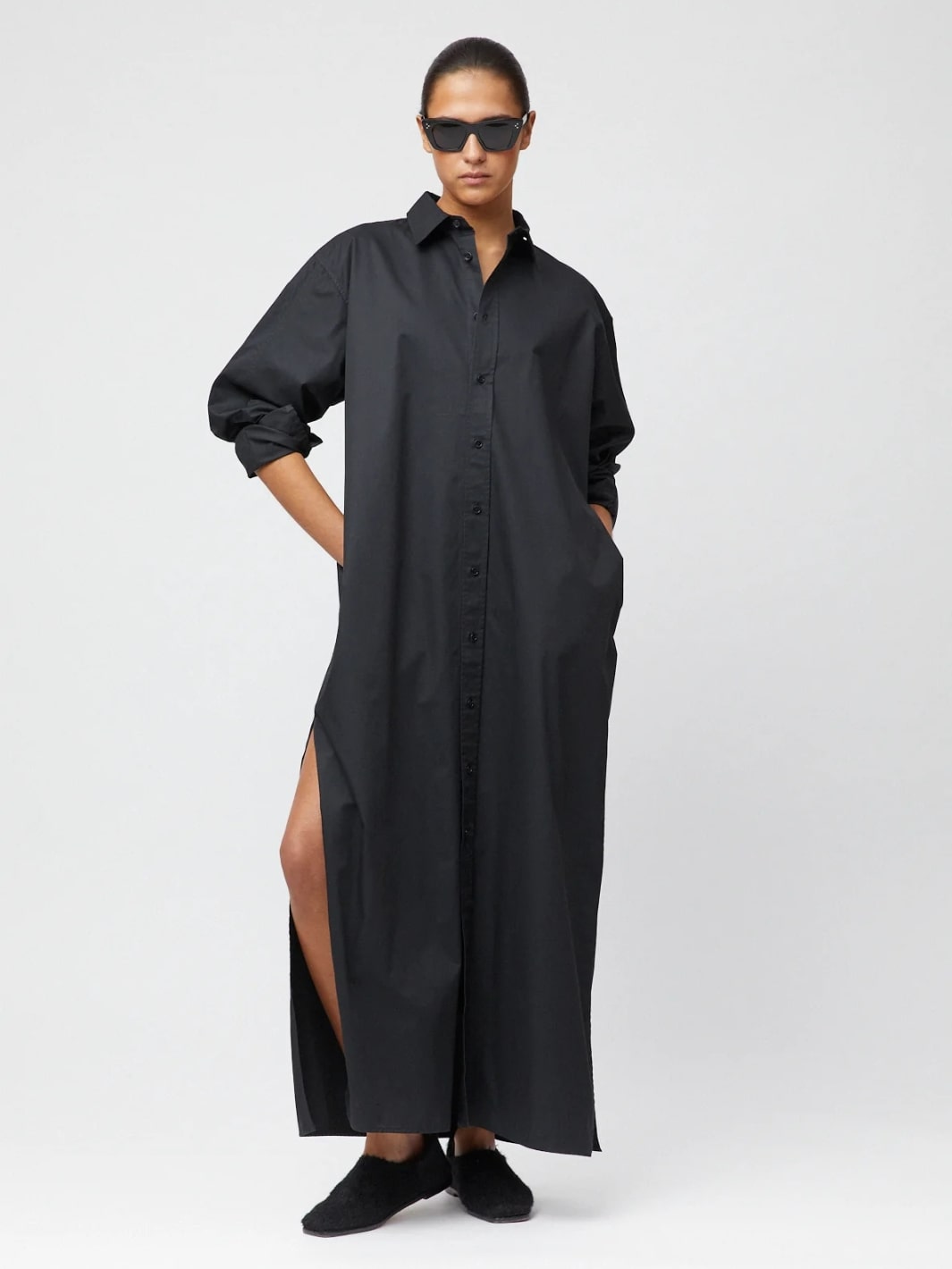 Fall Winter Spring Summer Dresses Kjole | Costal Shirt Dress Jet Black