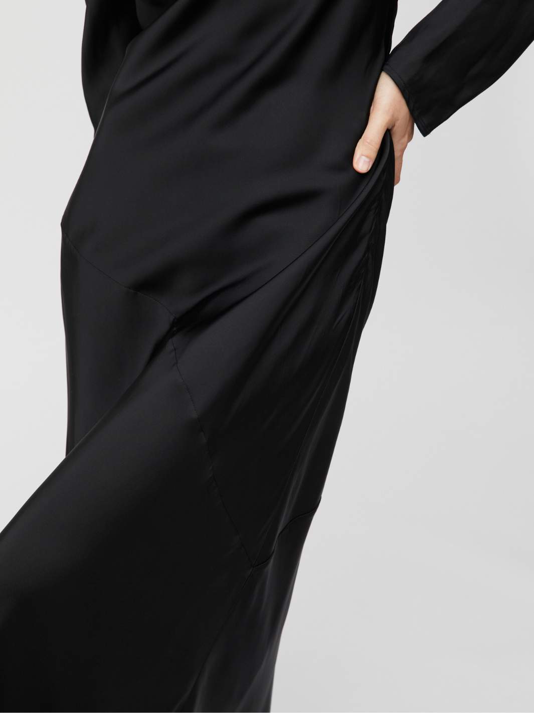 Fall Winter Spring Summer Dresses Kjole | Longsleeve Bias Cut Slip Dress Black Jet Black
