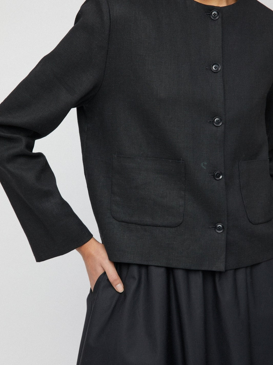 Fall Winter Spring Summer Jackets Jakke | Linen Monaco Jacket Jet Black