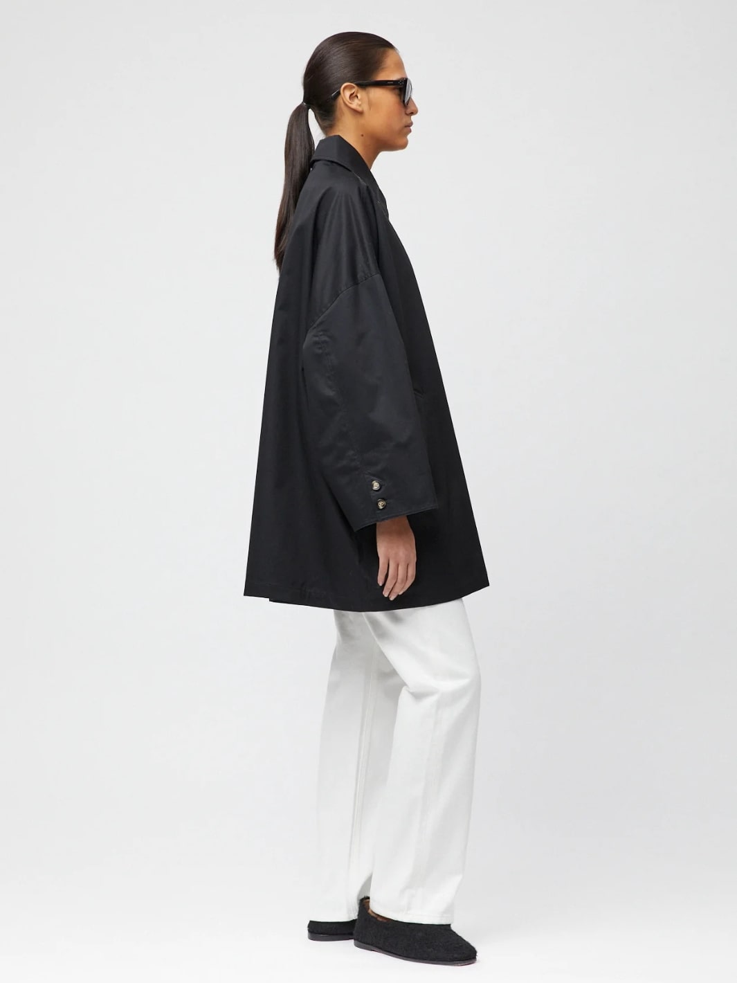 Fall Winter Spring Summer Jackets Jakke | Marine Oversized Trench Coat Jet Black