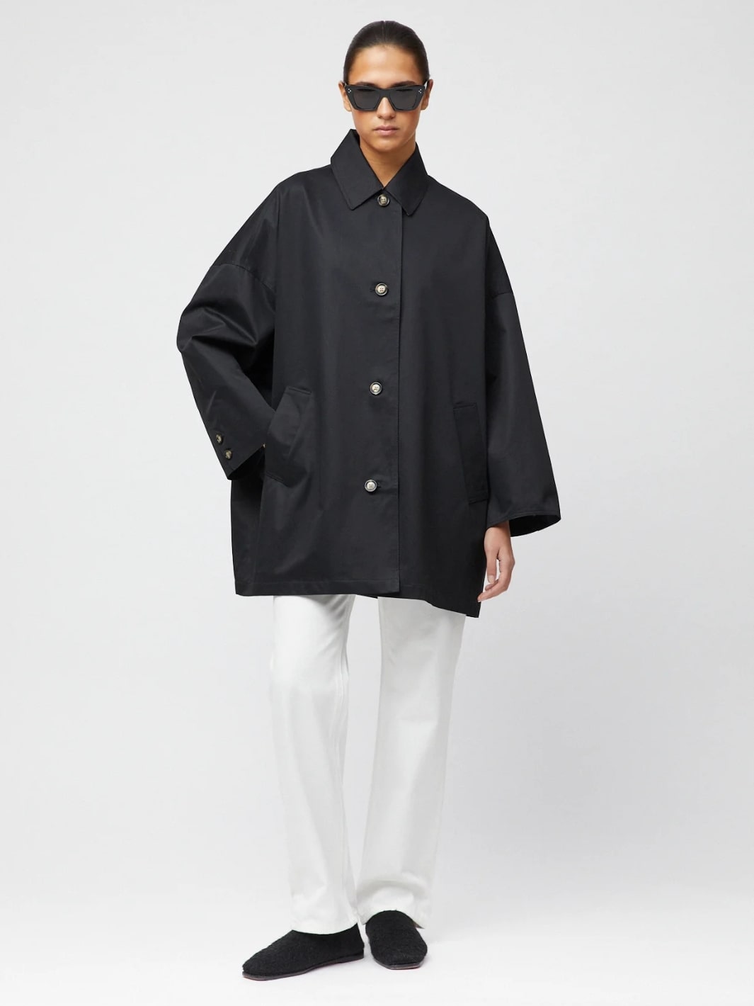 Fall Winter Spring Summer Jackets Jakke | Marine Oversized Trench Coat Jet Black
