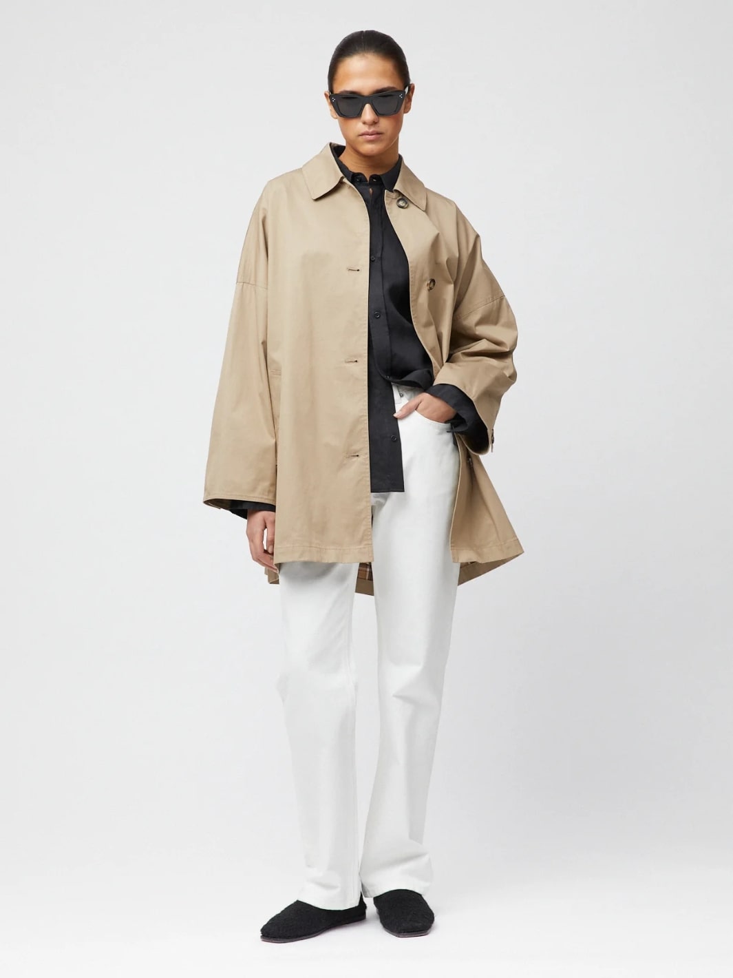 Fall Winter Spring Summer Jackets Jakke | Marine Oversized Trench Coat Khaki