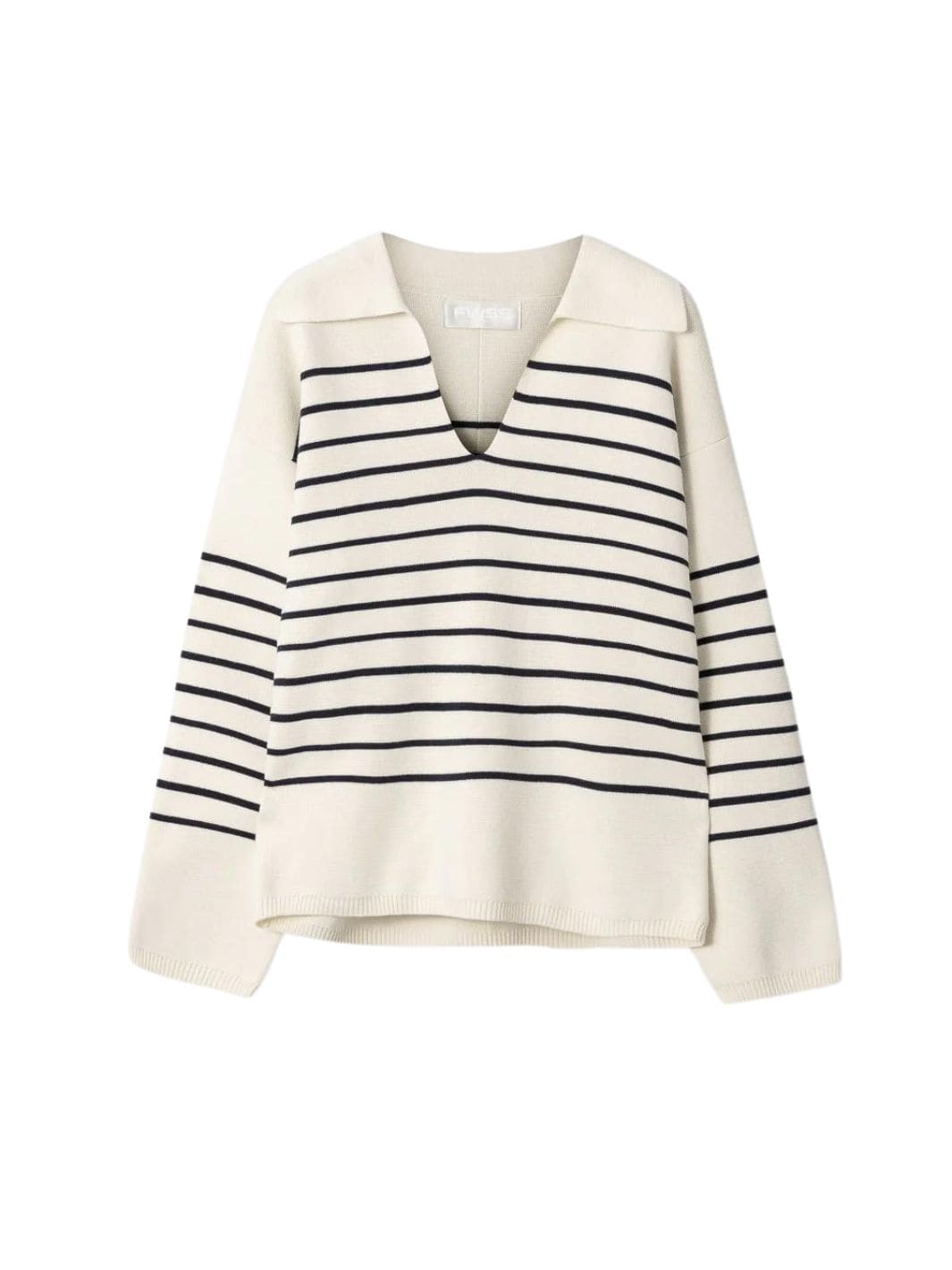 Fall Winter Spring Summer Sweaters Genser | Cotton Storm Vanilla Navy Stripe