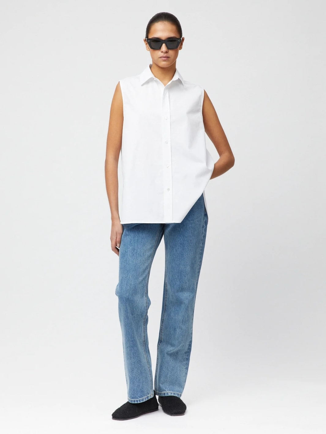 Fall Winter Spring Summer Tops Skjorte | Sleeveless Coastal Shirt Jet Black