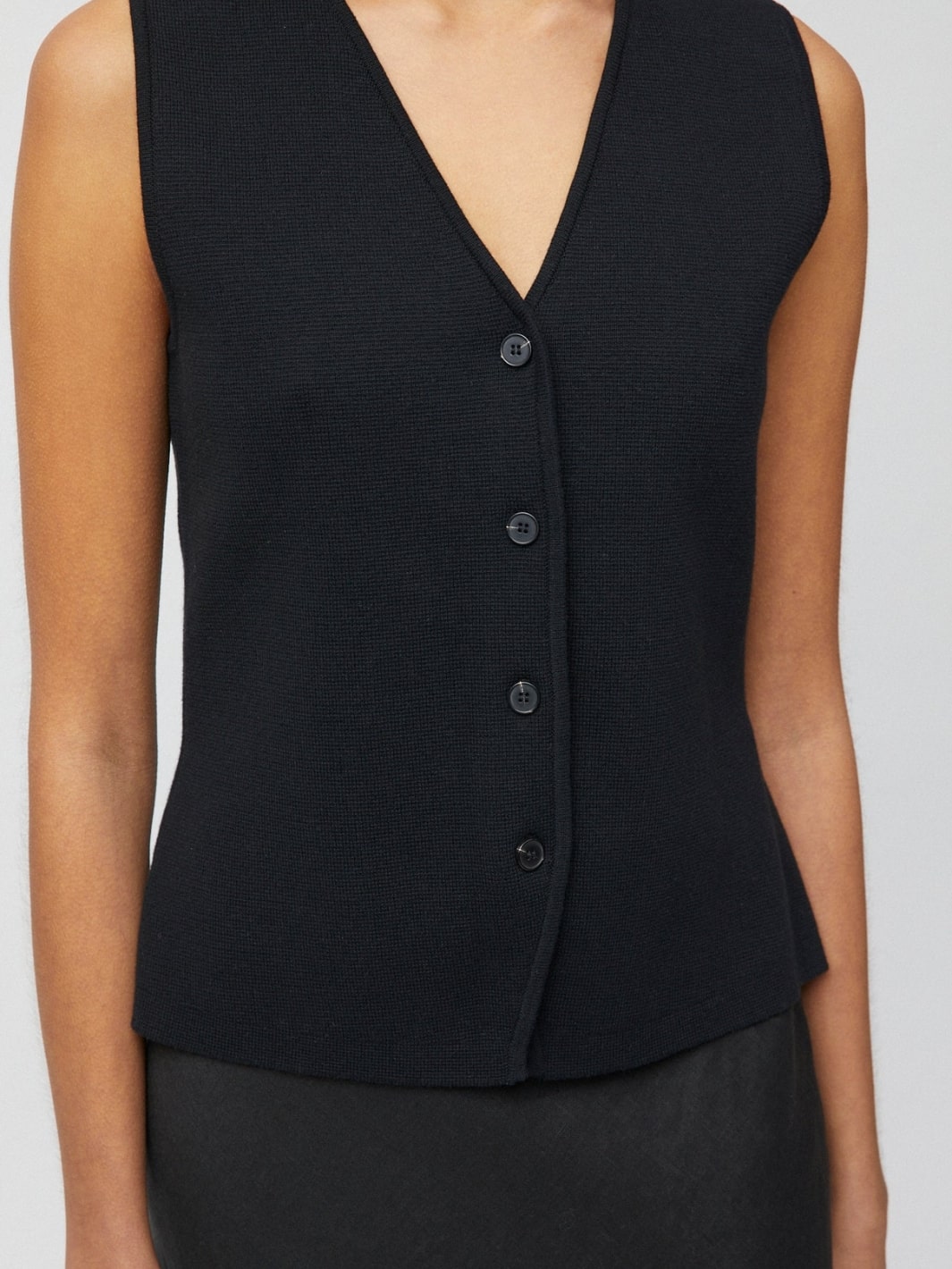 Fall Winter Spring Summer Tops Vest | Milano Knit Vest Jet Black