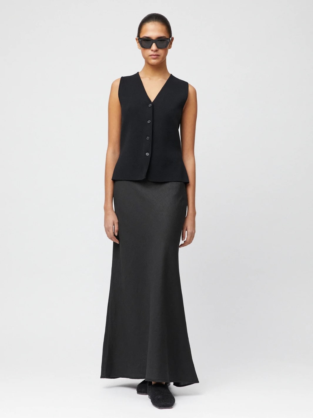 Fall Winter Spring Summer Tops Vest | Milano Knit Vest Jet Black