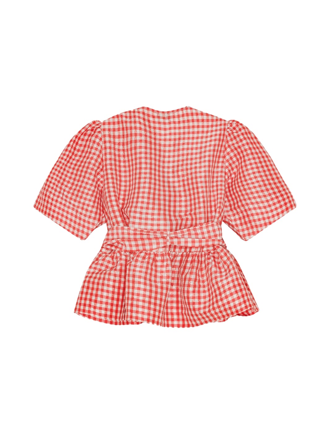Ganni Blouses Top | Crinkled Check Taffeta Blouse