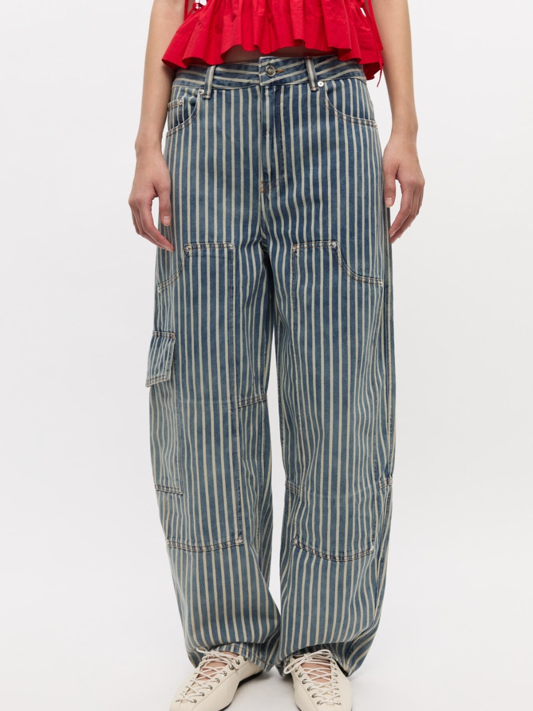 Ganni Bukser Bukse | Light Stripe Denim Carpenter Jeans